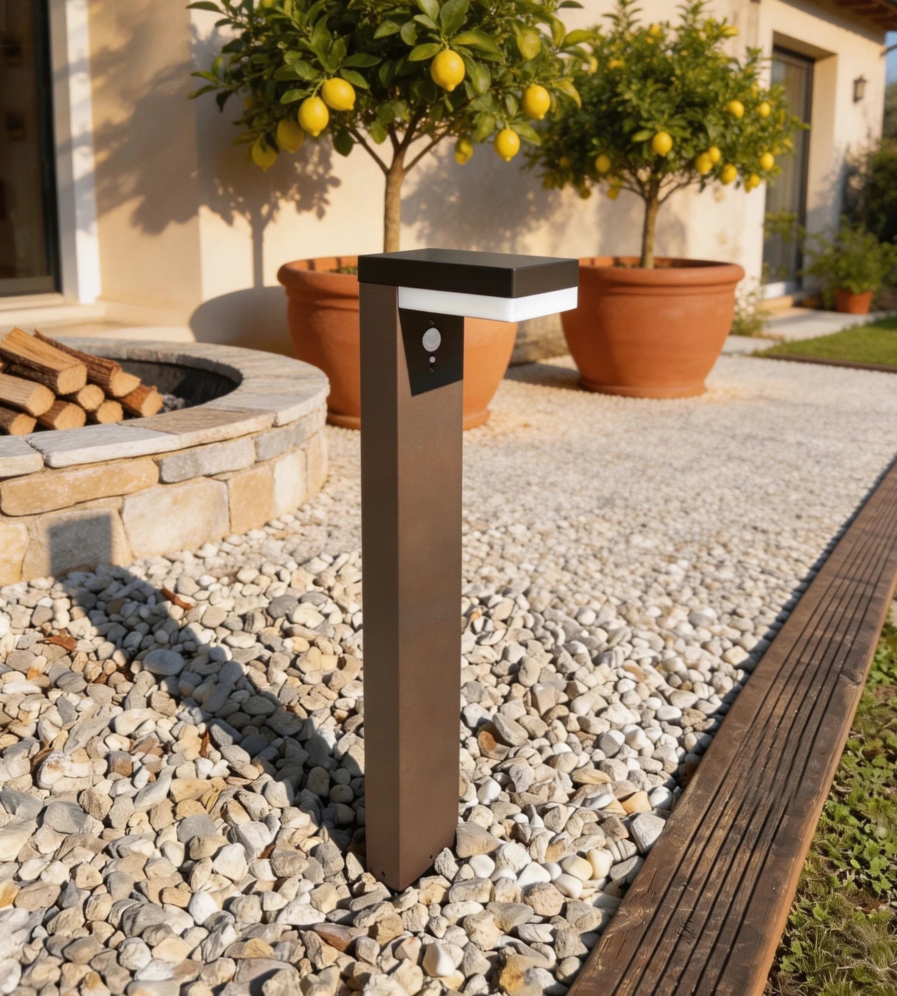 Borne Led Solaire VENUS - Détecteur de mouvements - 3 modes d'éclairage 100 à 1000 lumens - Lumihome