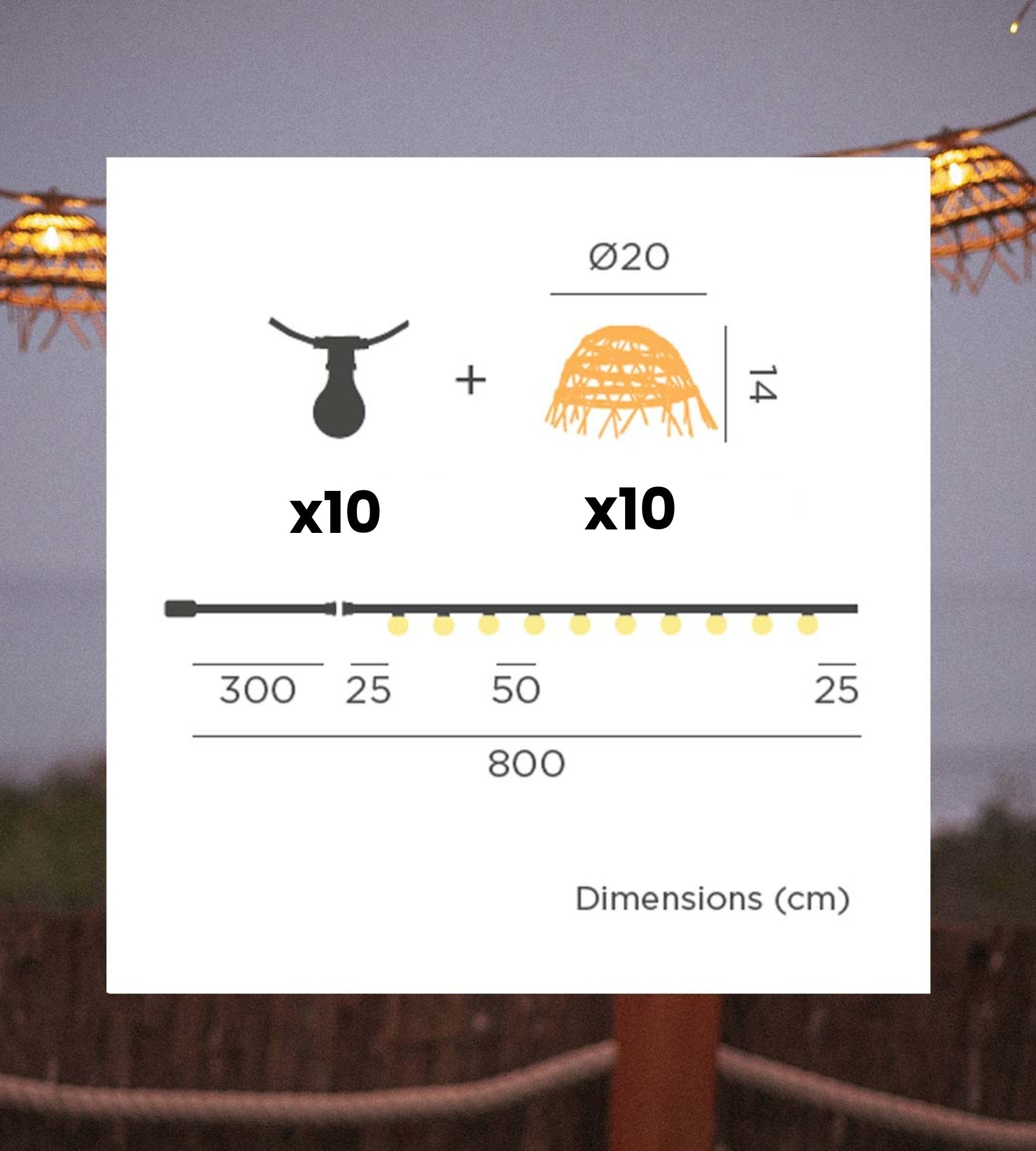 Guirlande lumineuse solaire ALMA - Design nature - 10 lampes