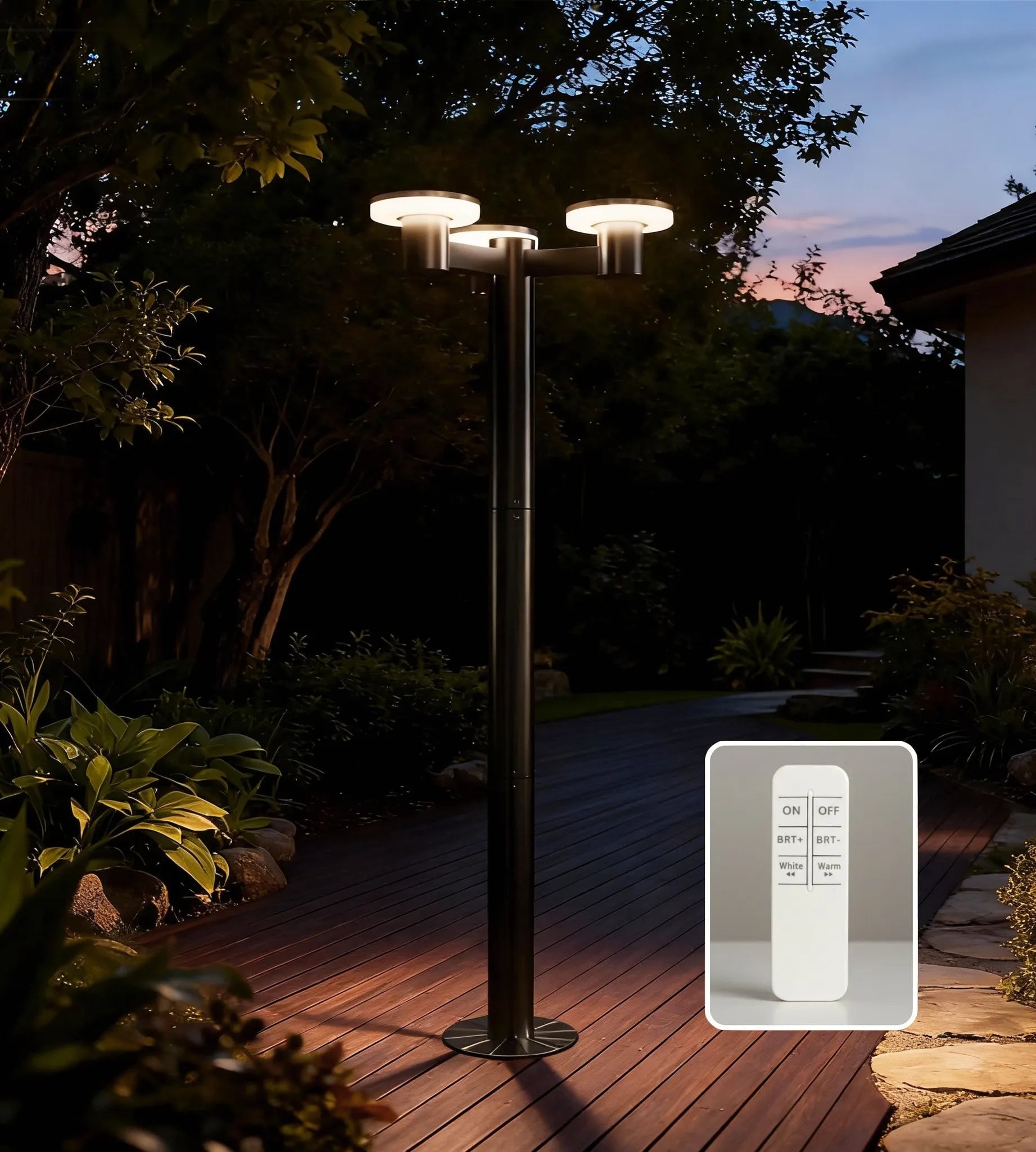Lampadaire solaire Led ALTO 3000 - Hauteur 2m - Télécommandable - 300 à 3000 lumens - Lumihome