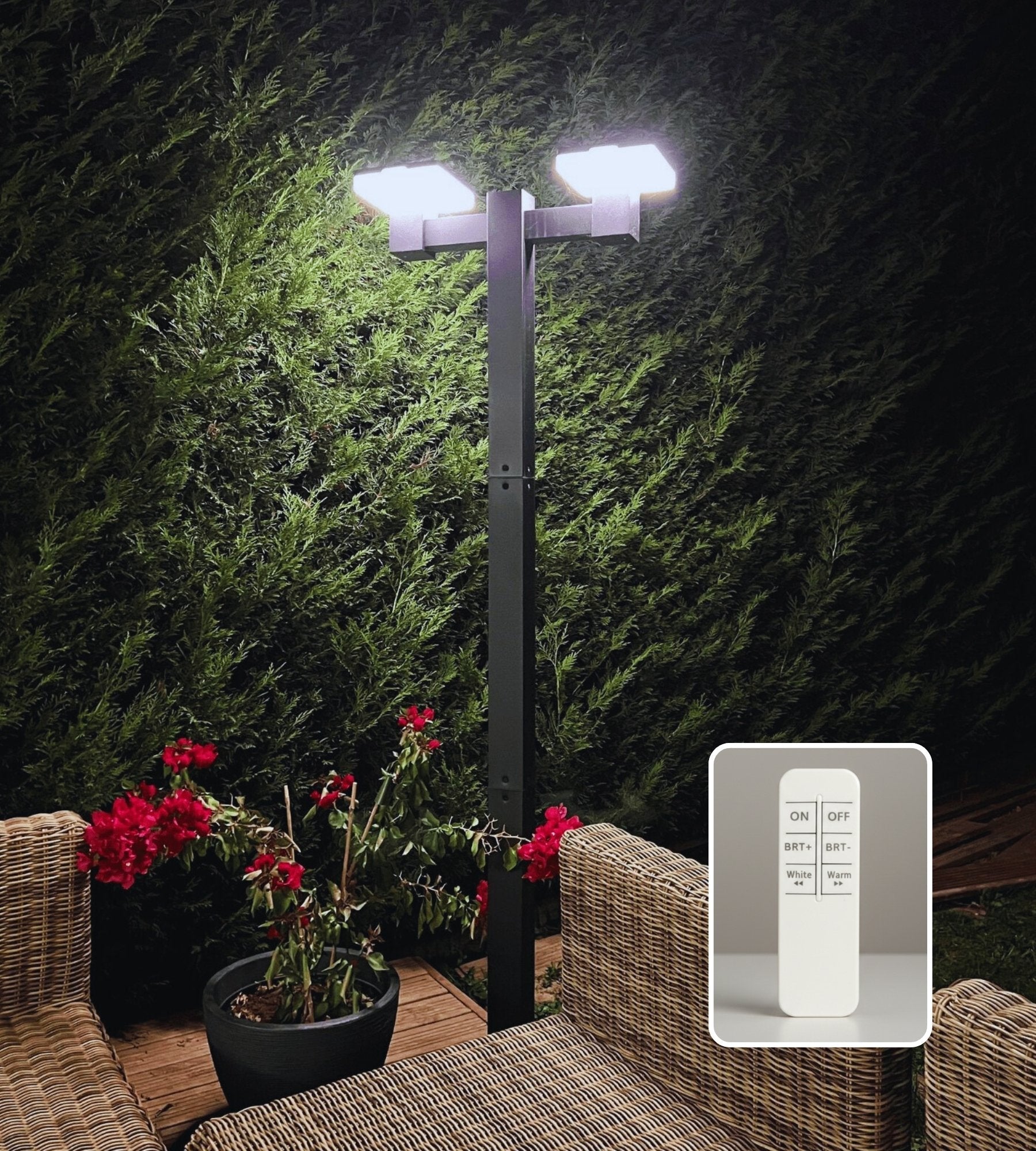 Lampadaire solaire Led SUN–2000 - Hauteur modulable 1.20m ou 2m - 200 à 2000 lumens - Télécommandable - Lumihome