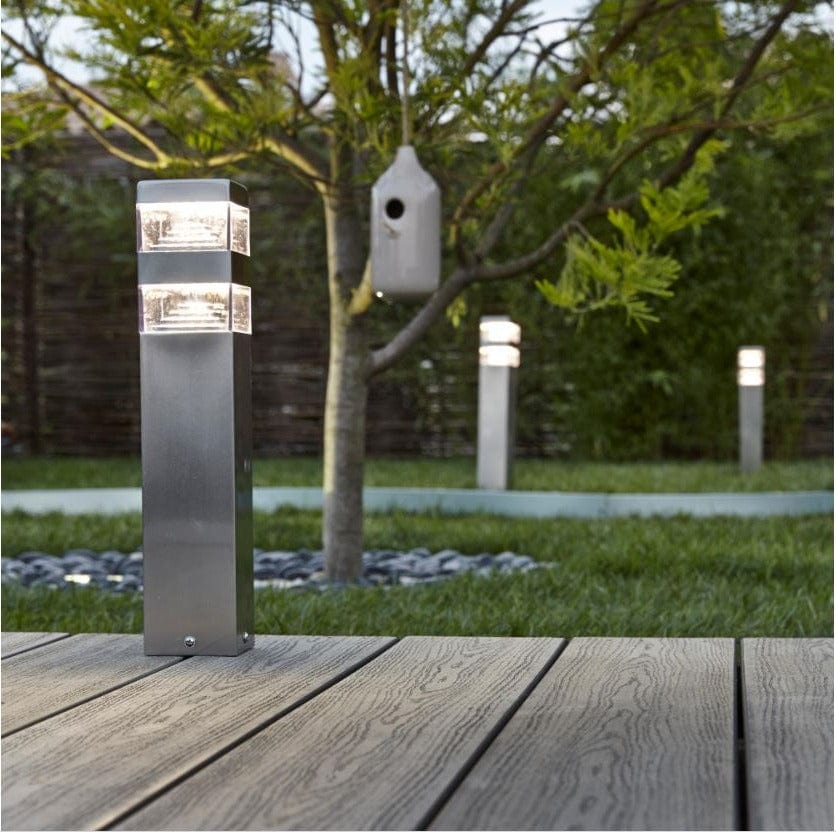 Nouvelle Version Borne Pyramide 32 led Inox PYR–40 - 230V - Hauteur 40 cm - 1000 lumens - Lumihome-France.com
