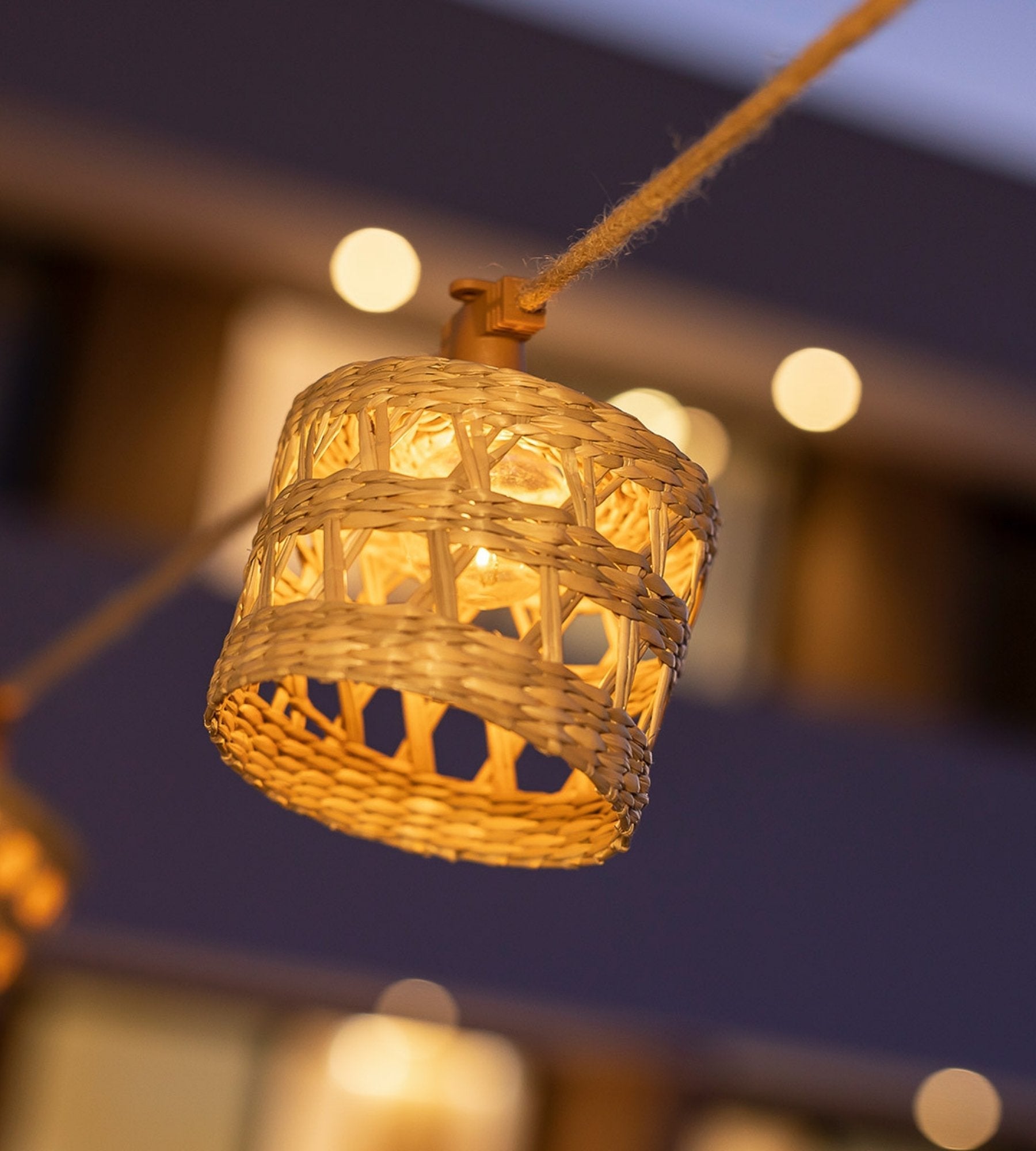 Solar-Lichterkette ALBA - Naturdesign aus Holz - 10 Lampen - Lumihome