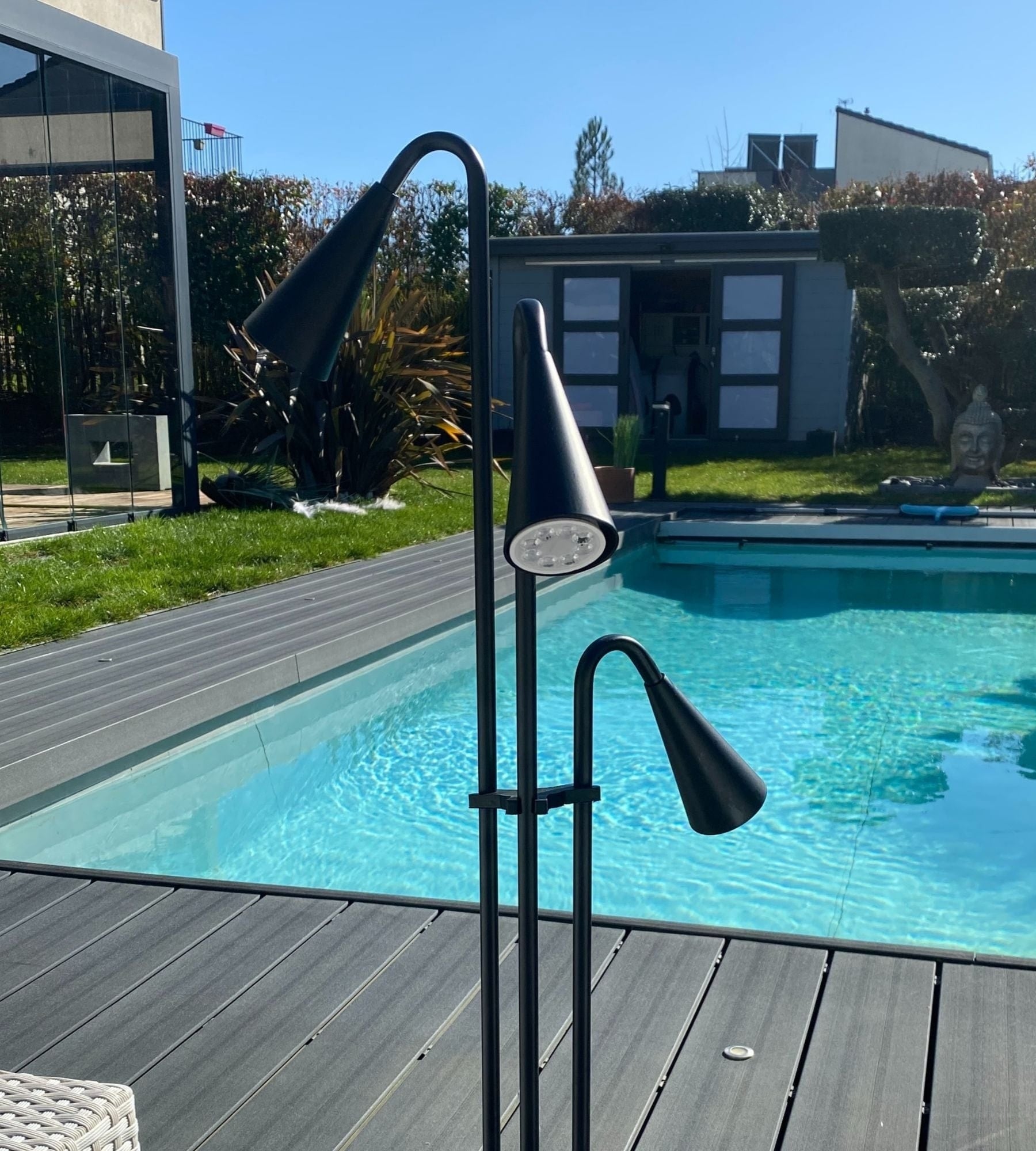 Outdoor Tischlampe EQUINOXE - 12V AC- Schwarz - 3 x GU5.3 - Glühbirnen nicht inbegriffen