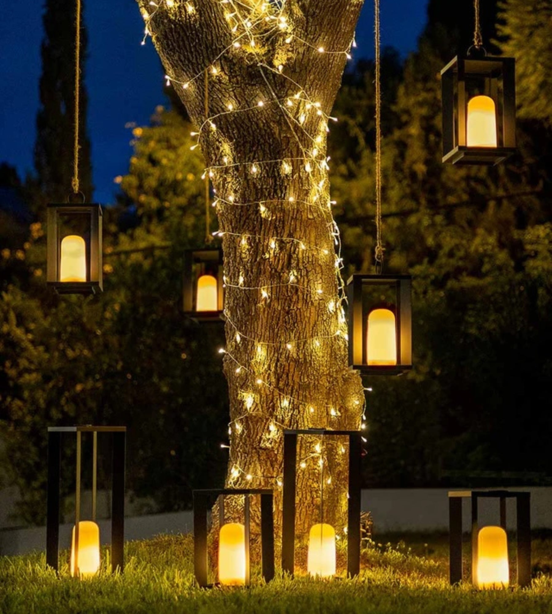 Tragbare Laterne SIROCO - Zum Aufstellen oder Aufhängen - Flammeneffekt - Lumihome