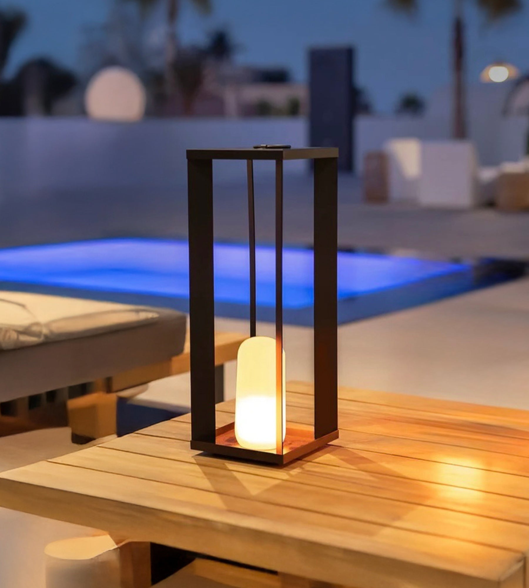 Tragbare Laterne SIROCO - Zum Aufstellen oder Aufhängen - Flammeneffekt - Lumihome