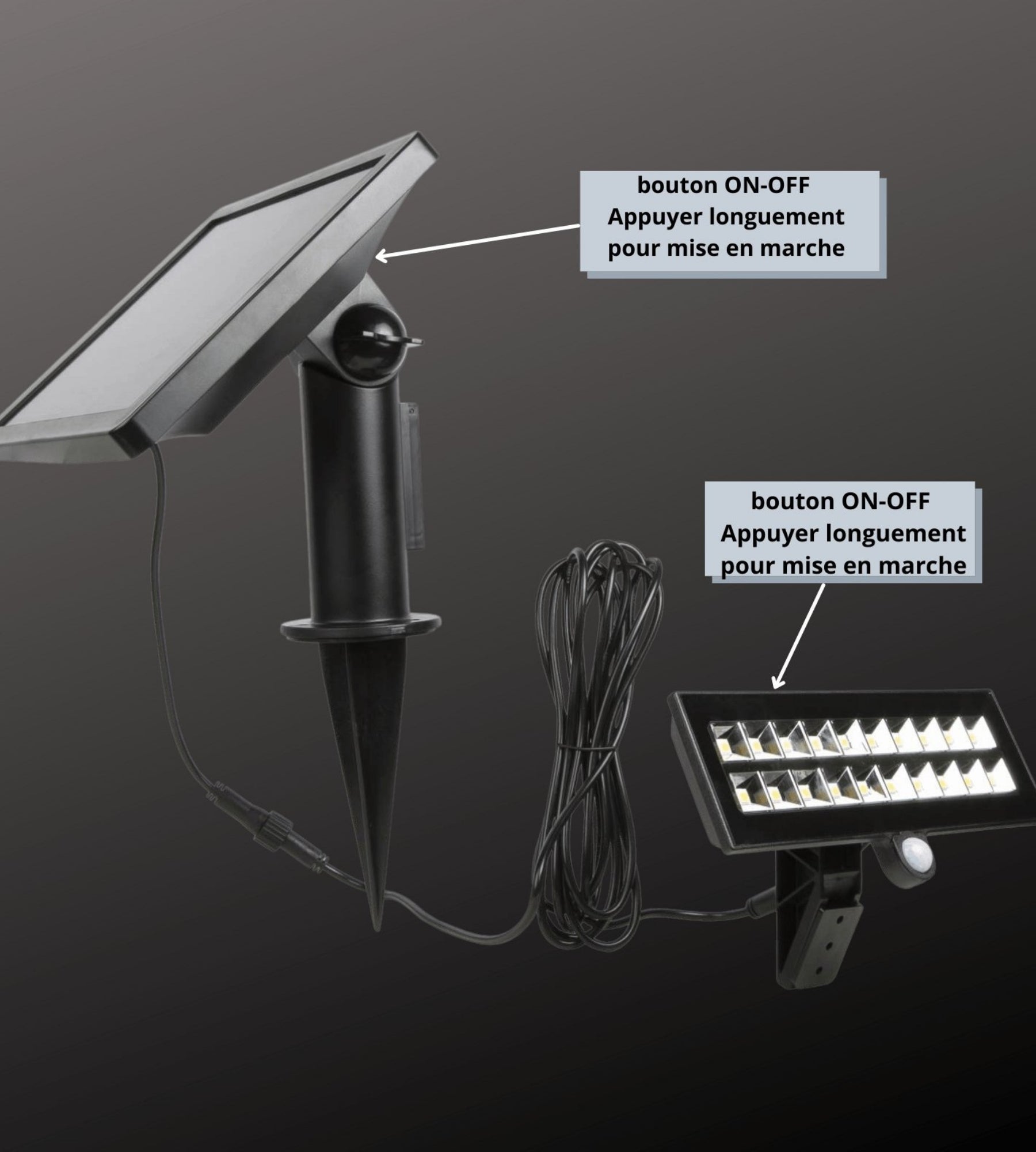Extrem leistungsstarker Solar-LED-Scheinwerfer POWER-2000 - Bewegungsmelder - 3 Leuchtmodi 200 bis 1800 Lumen
