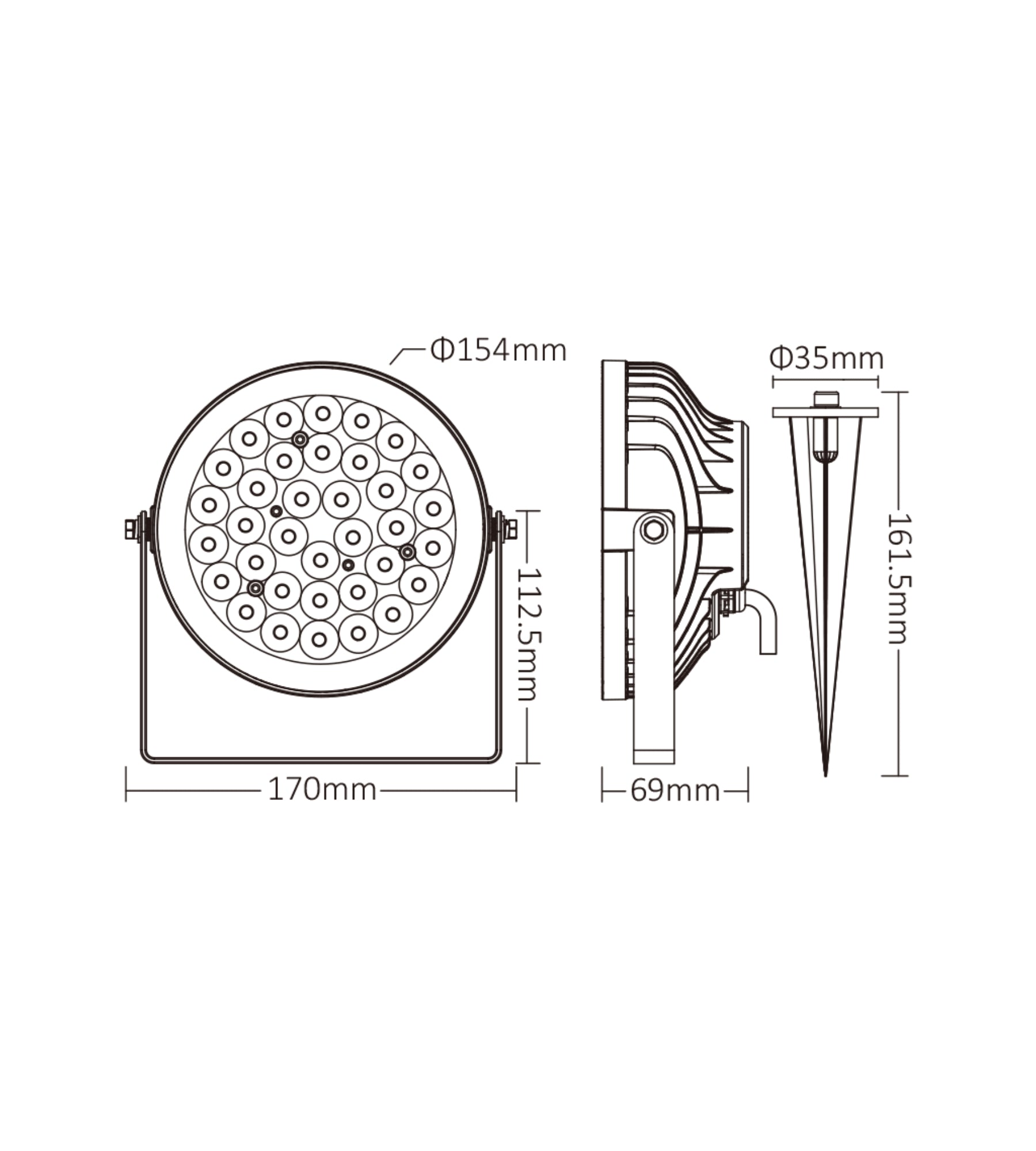 Spot picket connected RGB/CCT 25W - FUTC05 - 230V - Fernbedienbar - Lumihome
