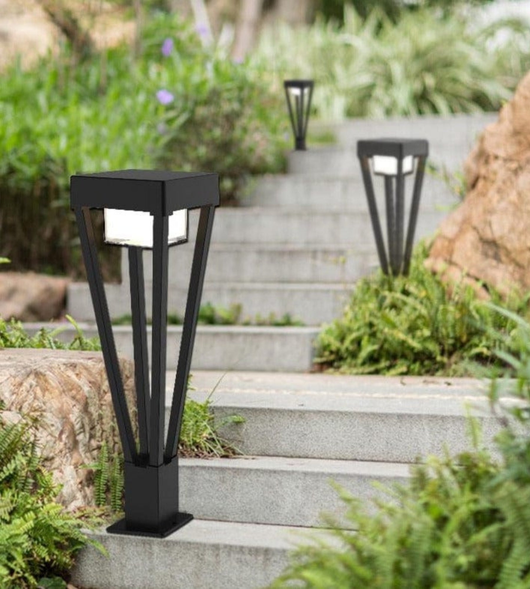 BN-LUXOR black outdoor bollard - 230V - GX53 bulb not included