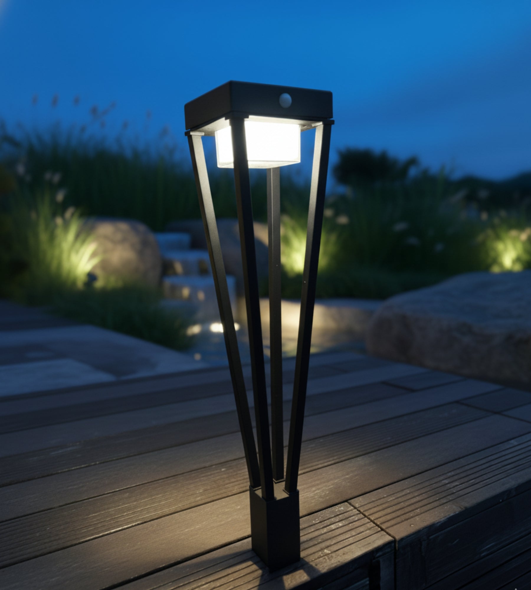 Led solar bollard LUXOR - Motion detector - 3 lighting modes 75 to 600 lumens - Lumihome