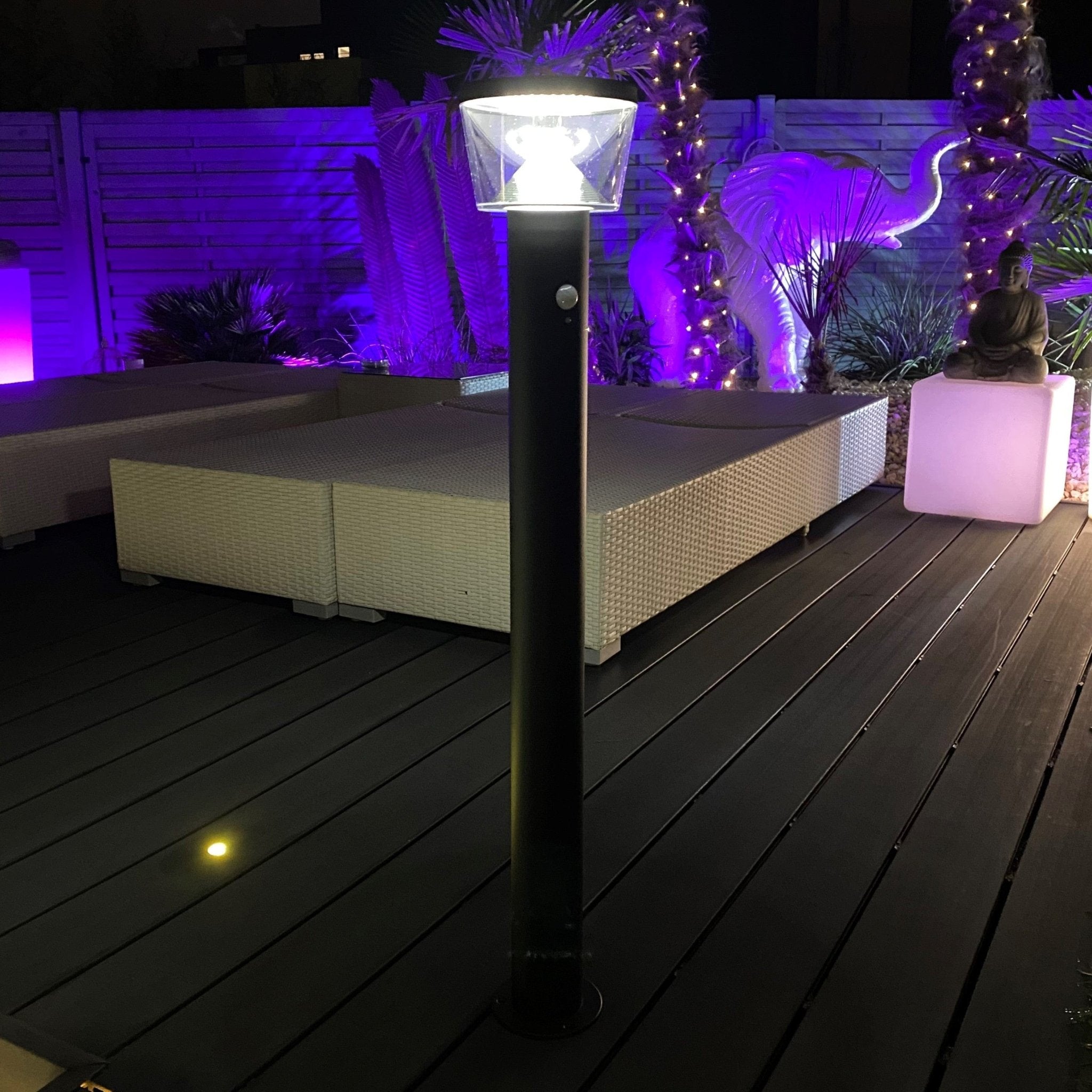 Led solar bollard DUBLIN - Motion detector - 3 lighting modes - 75 to 600 lumens - Lumihome-France.com