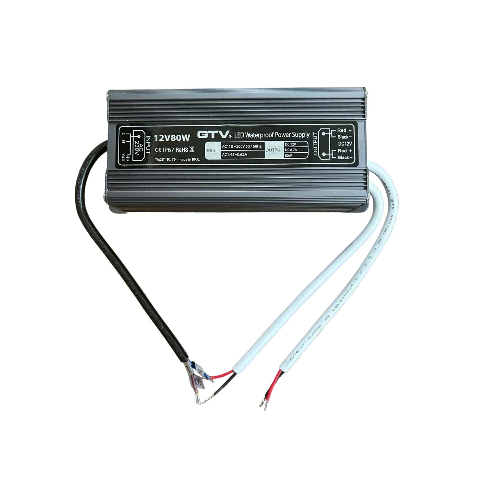Transformador 12V LD_WZA80W-NW - AC/DC - Max 80W - IP67 - Lumihome-France.com