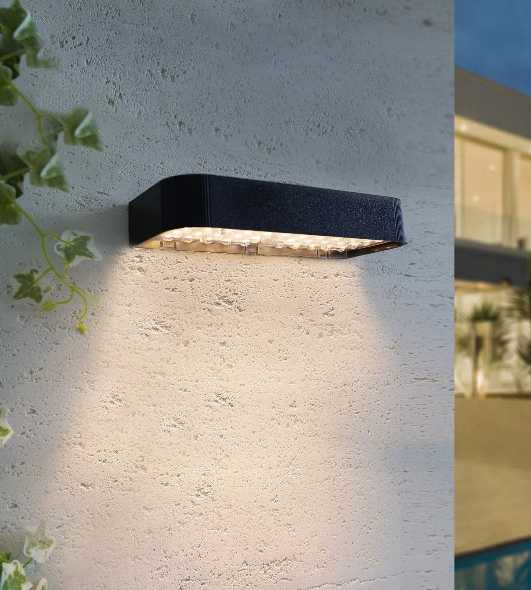 Candeeiro de parede solar SOLEN - Detetor de movimento - Número da casa autocolante - Lumihome