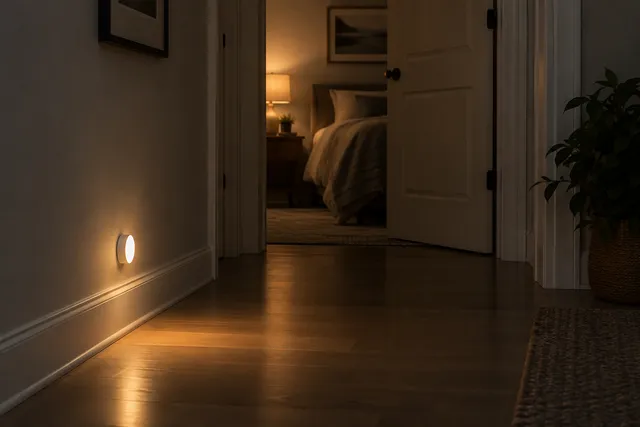 Illustration du sujet : Veilleuse à détection : préparer un passage nocturne discret à l’intérieur