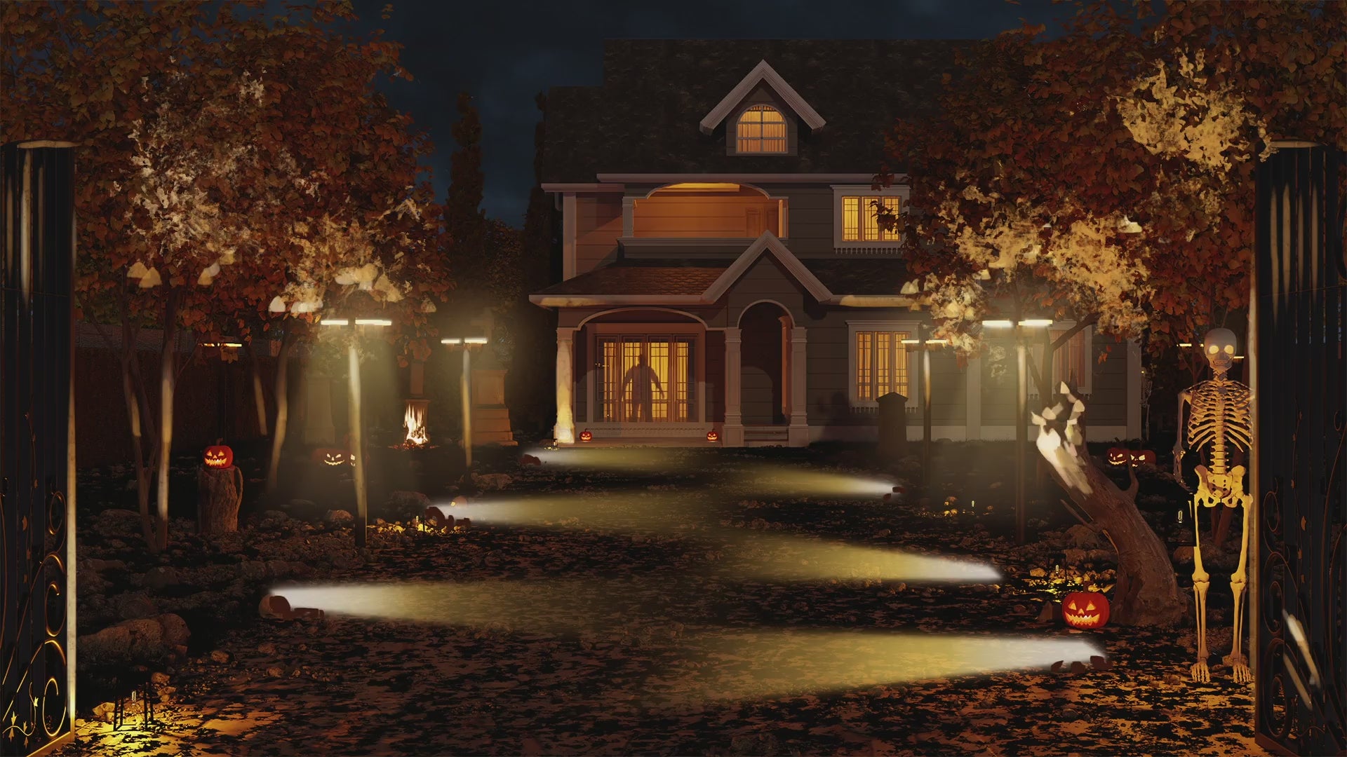 Maison et jardin : montages d’ambiance nocturne