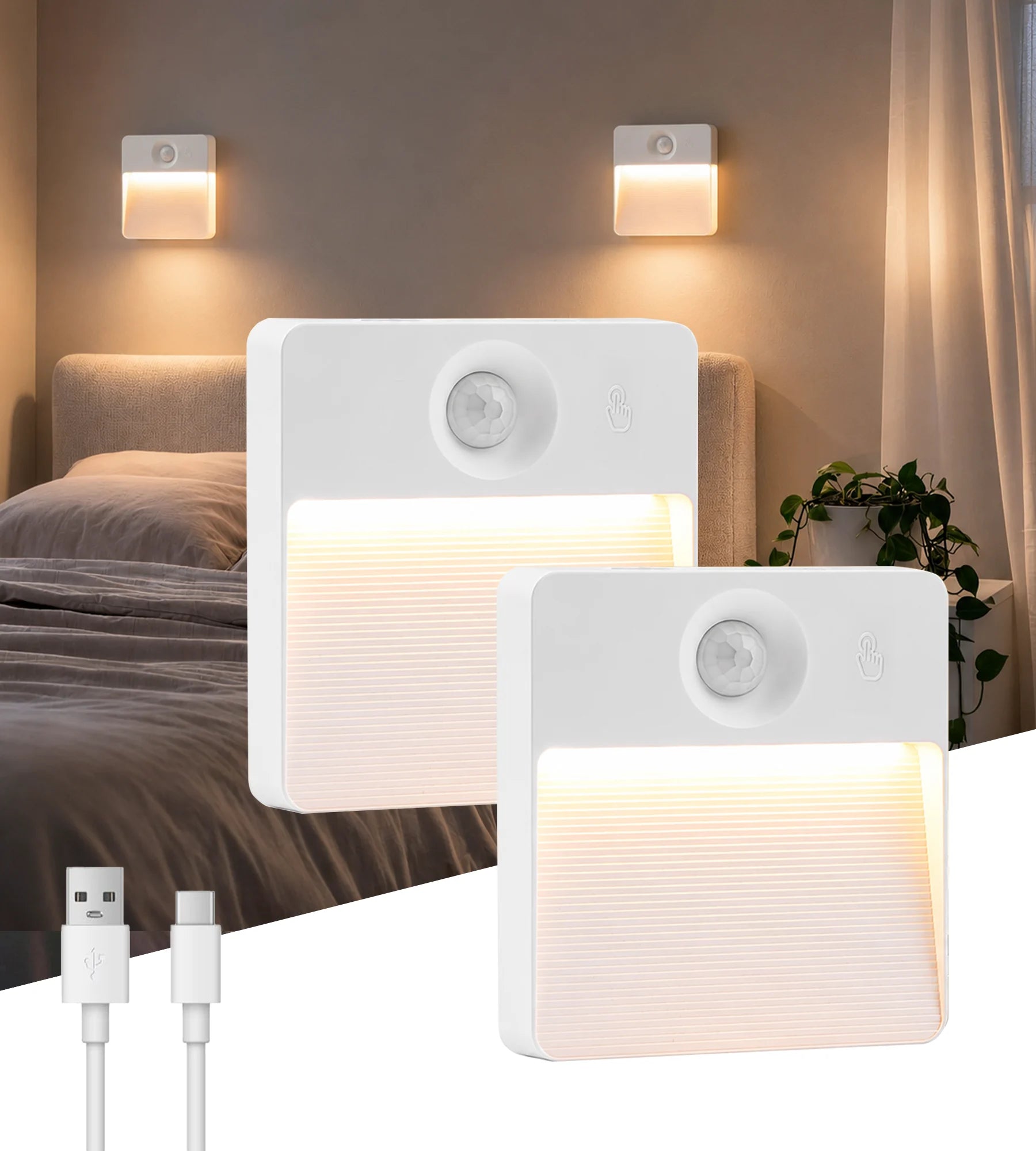 Pack x 2 Balises CUBA LED Intérieures à Détection de Mouvement