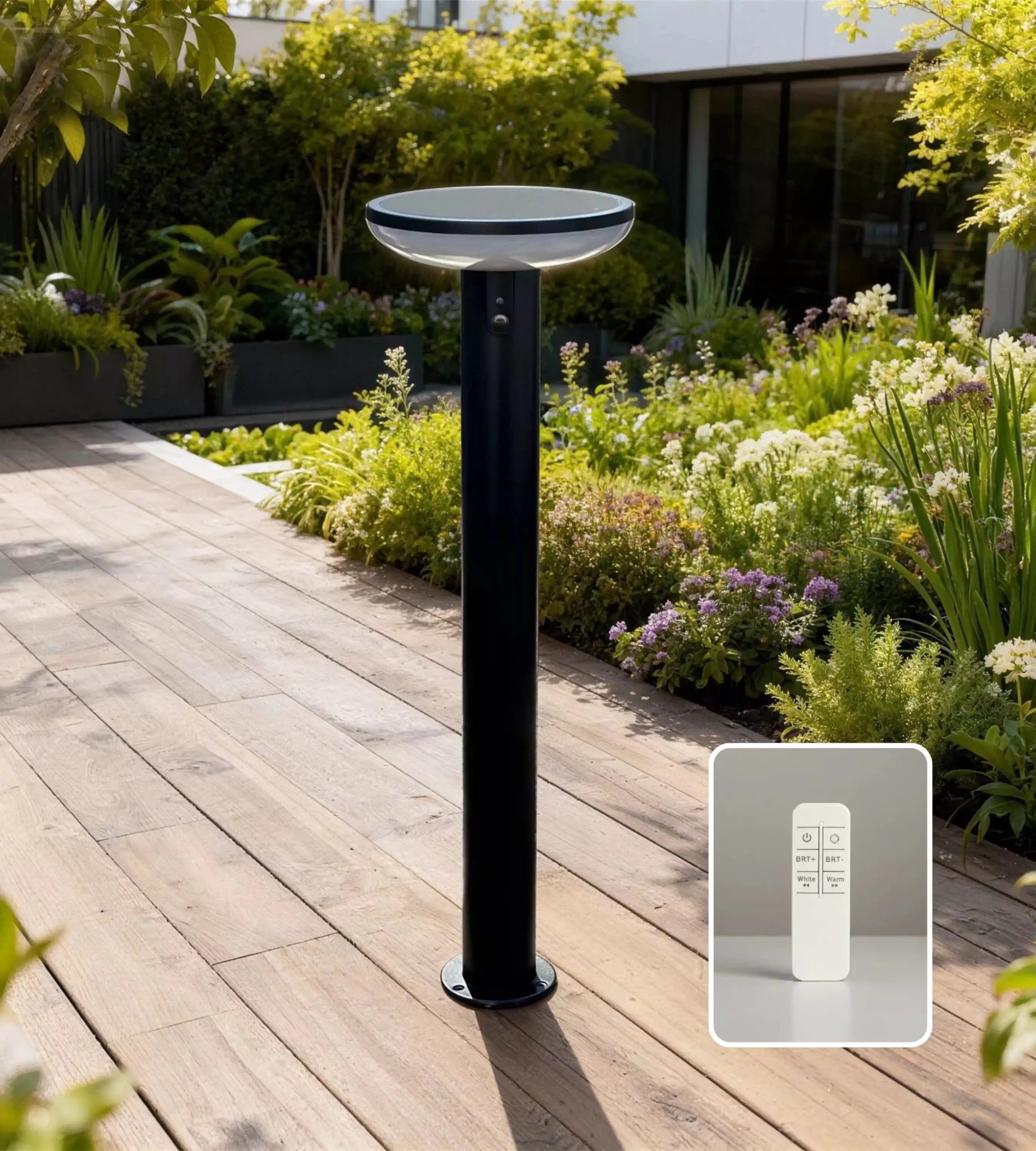 Borne extérieure LED solaire HALO+ télécommandable, avec détecteur - Lumihome