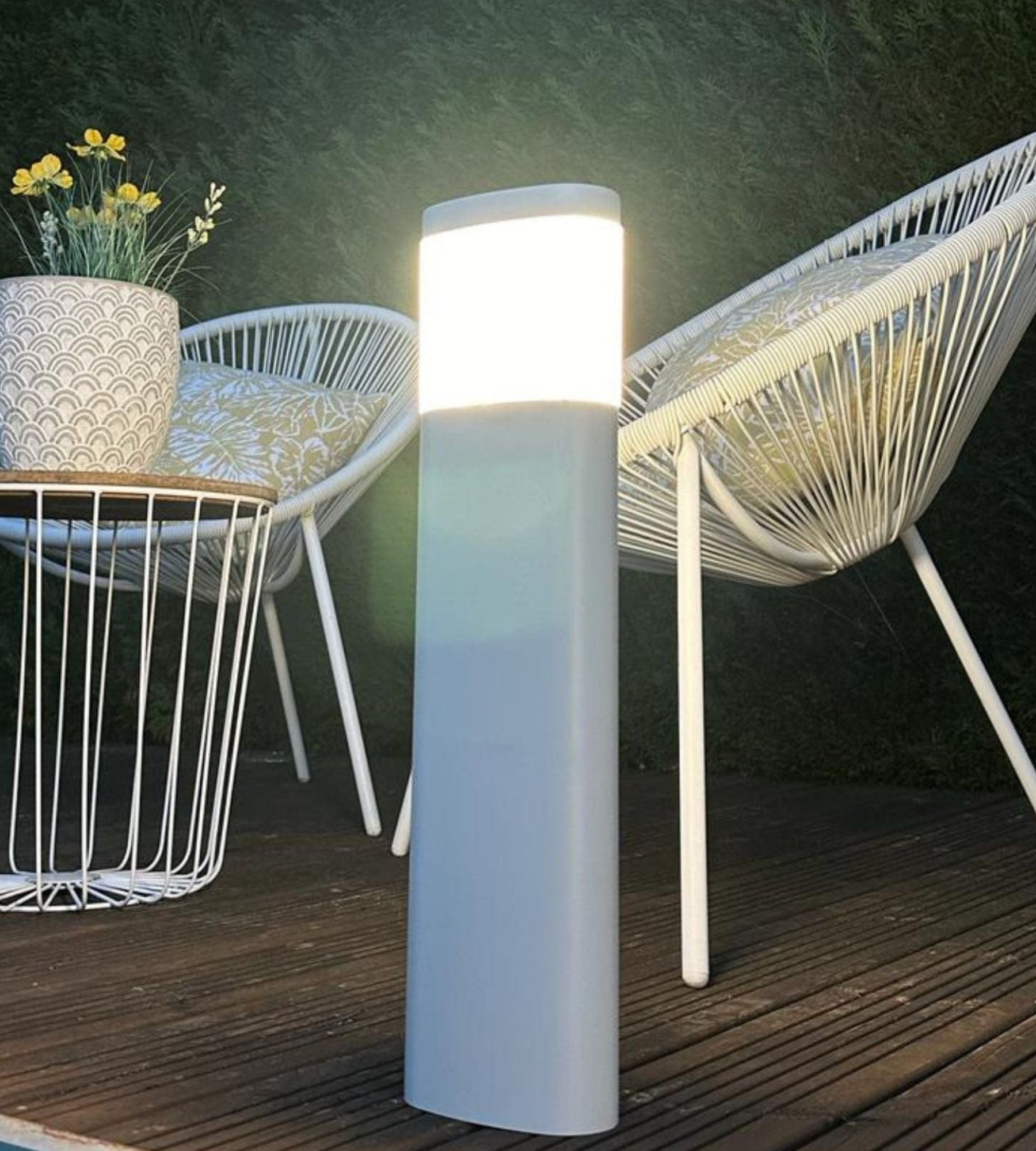 Borne Led Dallas blanche - 230V - Hauteur 50 cm - 1000 lumens