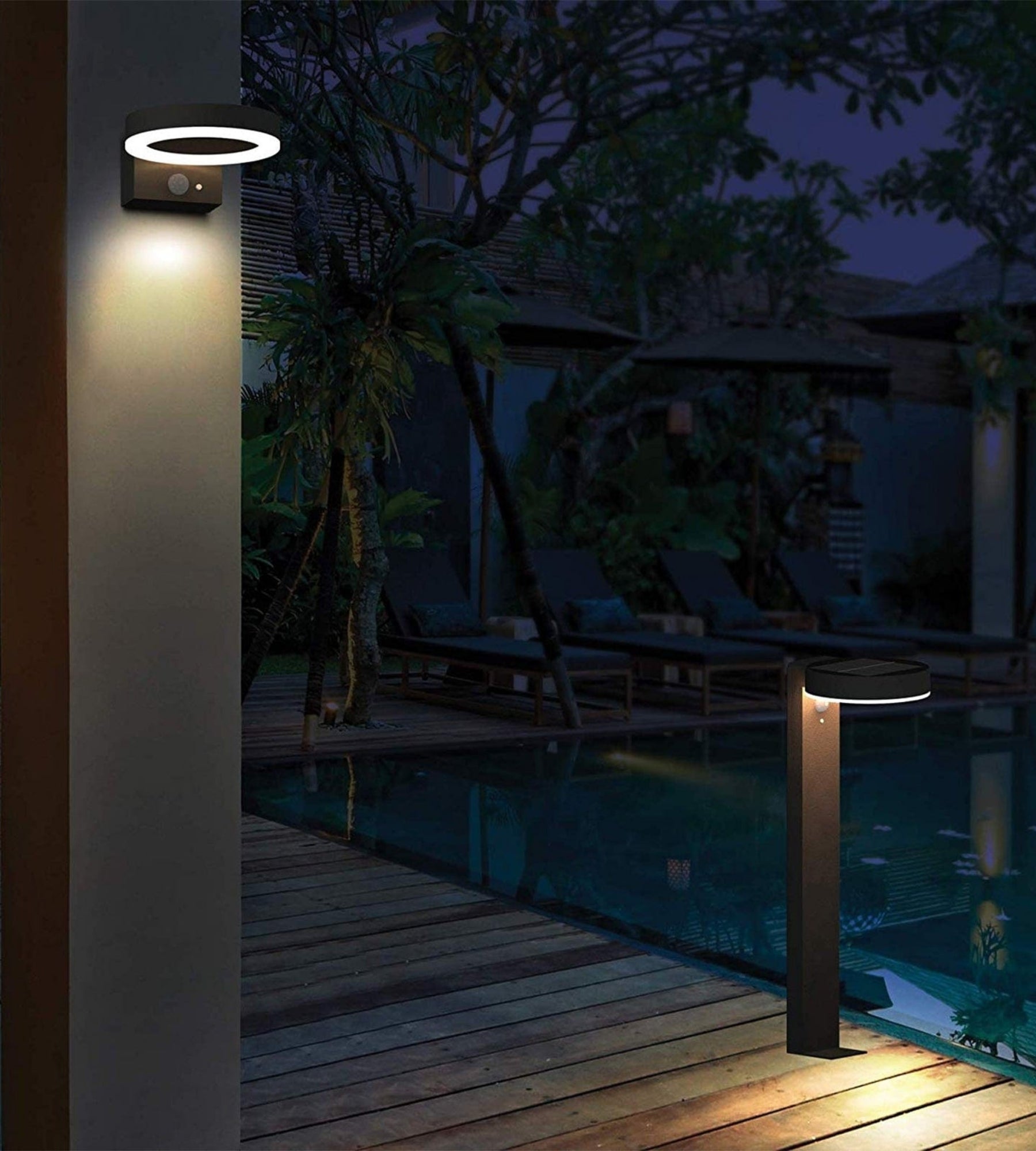 Borne Led solaire DAYTONA - Détecteur de mouvements - 3 modes d'éclairages 100 à 1000 lumens
