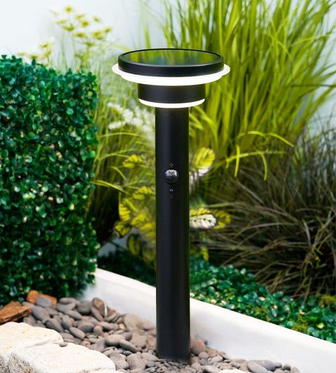Borne Led solaire GENOVA - Détecteur de mouvements - 3 modes d'éclairage 100 à 1000 lumens - Lumihome