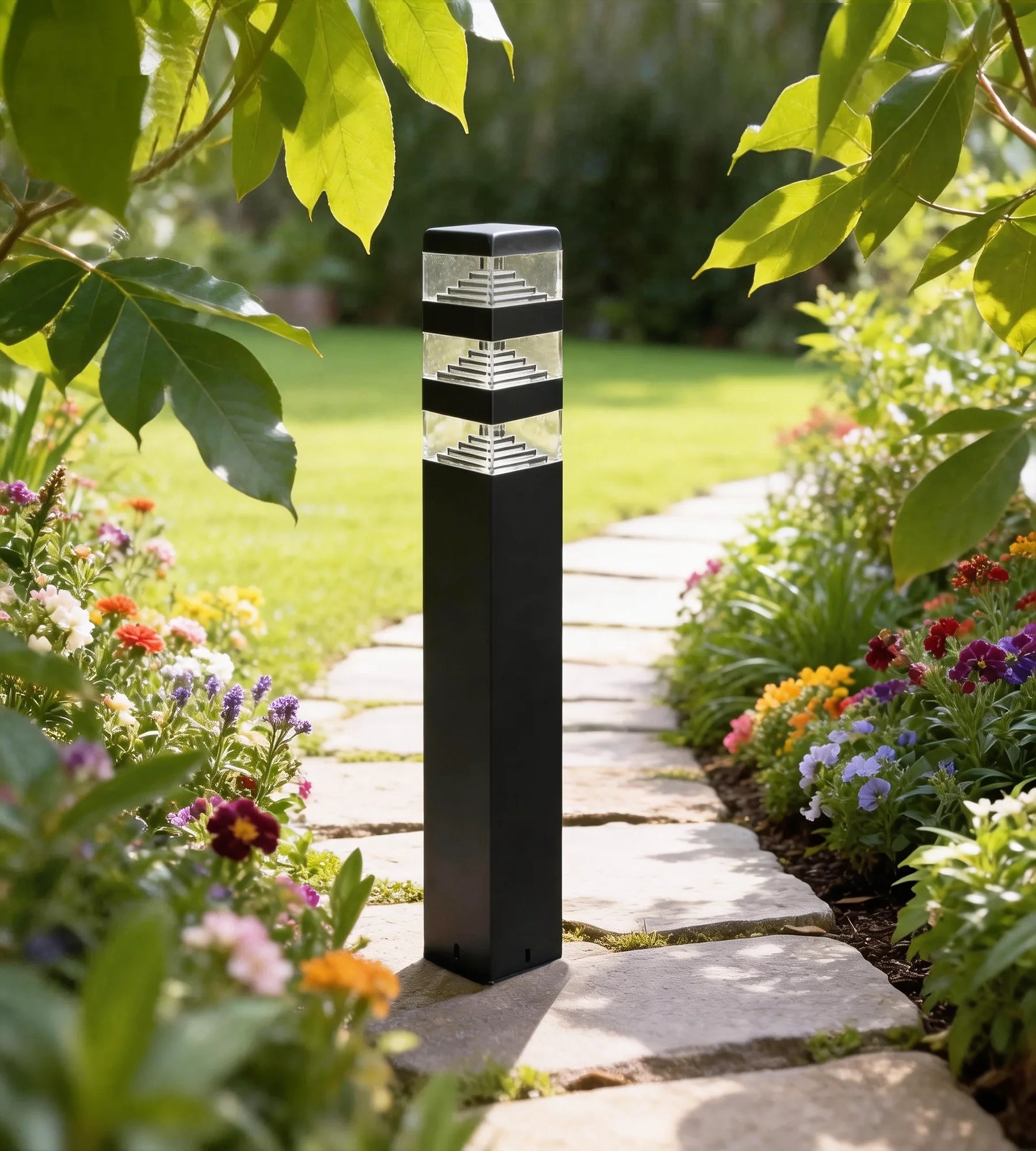 Borne Pyramide 1500 lumens - 48 Leds - 230V - Hauteur 80cm - Lumihome