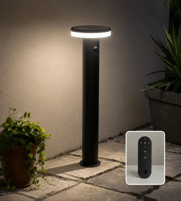 Borne solaire extérieure LED ALTO+ télécommandable avec détecteur - 3 modes d'éclairage 150 à 1000 lumens - Lumihome