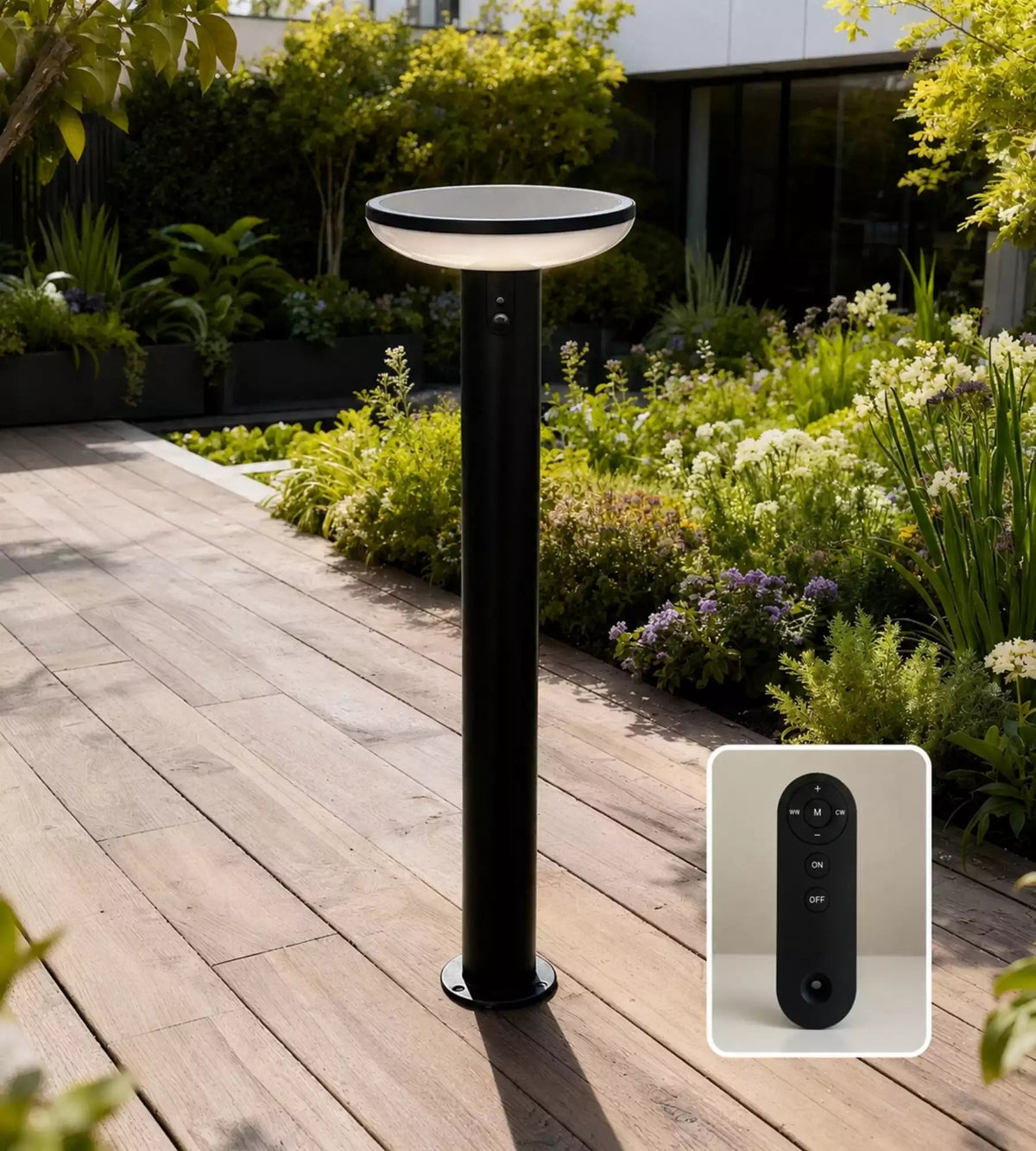 Borne solaire extérieure LED HALO+ télécommandable avec détecteur - Lumihome