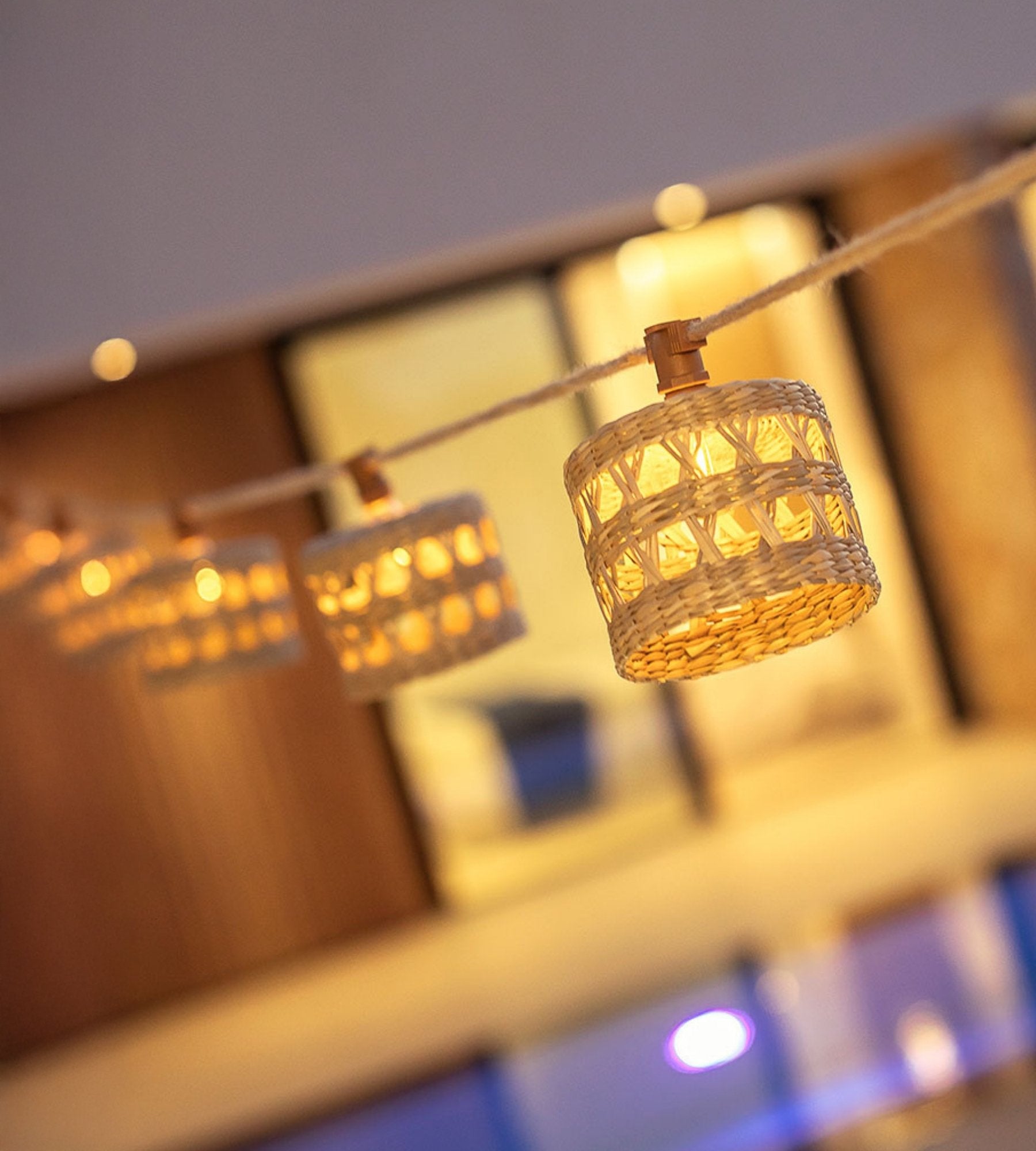 Guirlande lumineuse solaire ALBA - Design nature en bois - 10 lampes