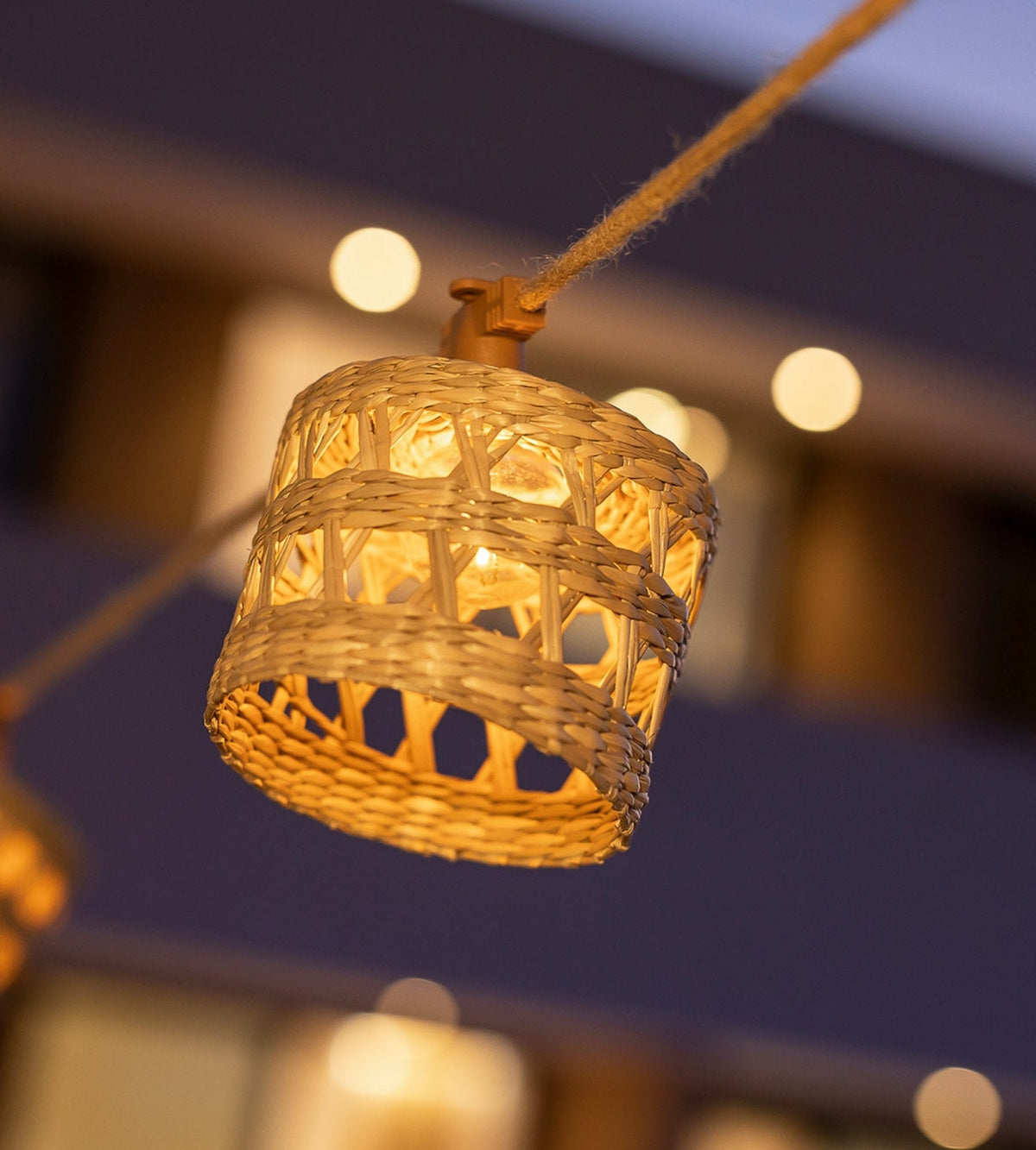 Guirlande lumineuse solaire ALBA - Design nature en bois - 10 lampes