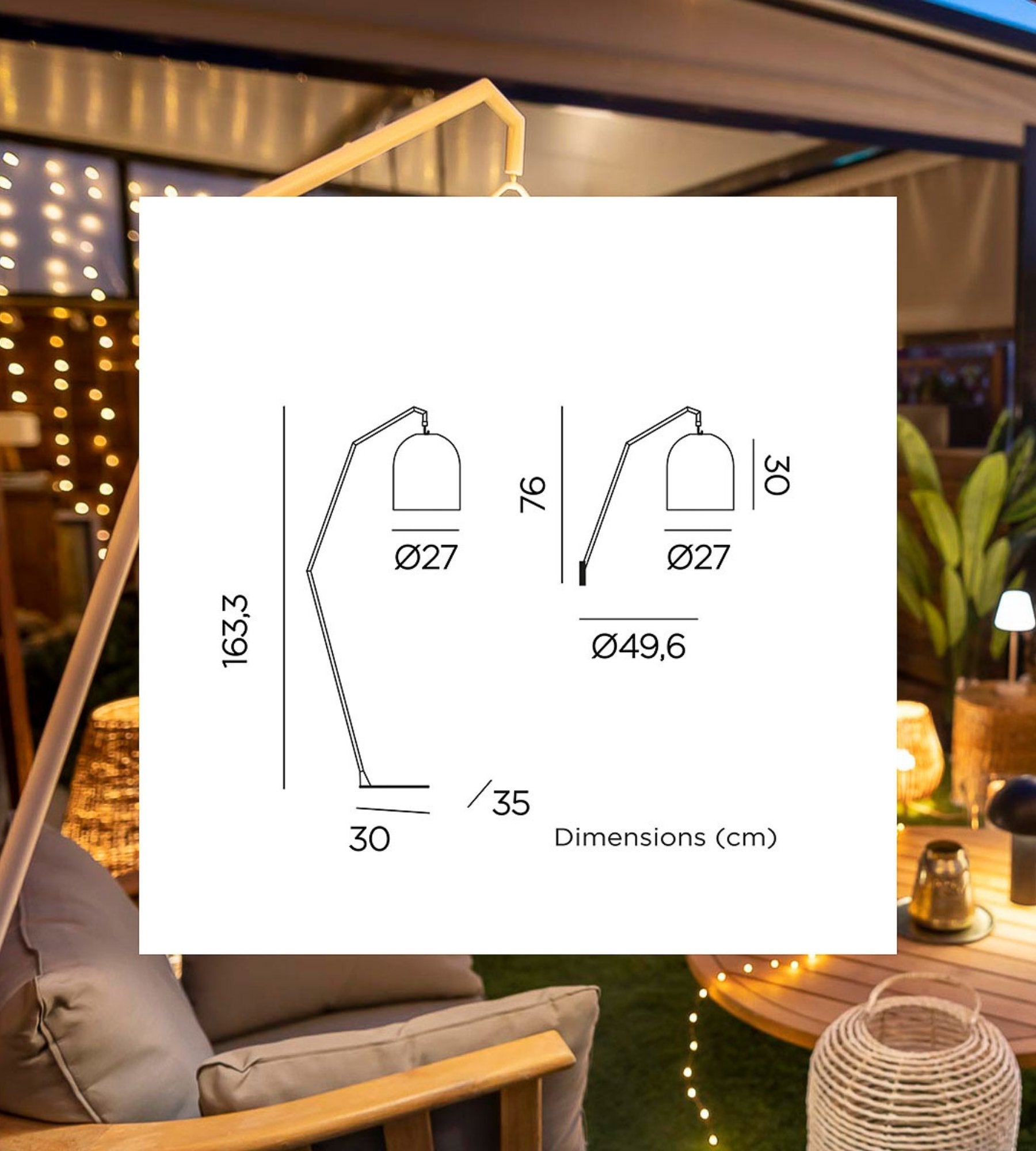 Lampadaire rechargeable avec abat - jour SANTORINI - Design Méditerranéen - Extérieur et Intérieur - Lumihome