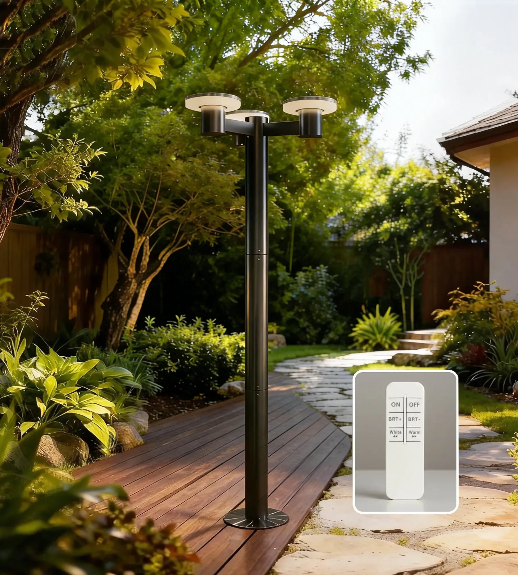 Lampadaire solaire Led ALTO 3000 - Hauteur 2m - Télécommandable - 300 à 3000 lumens - Lumihome