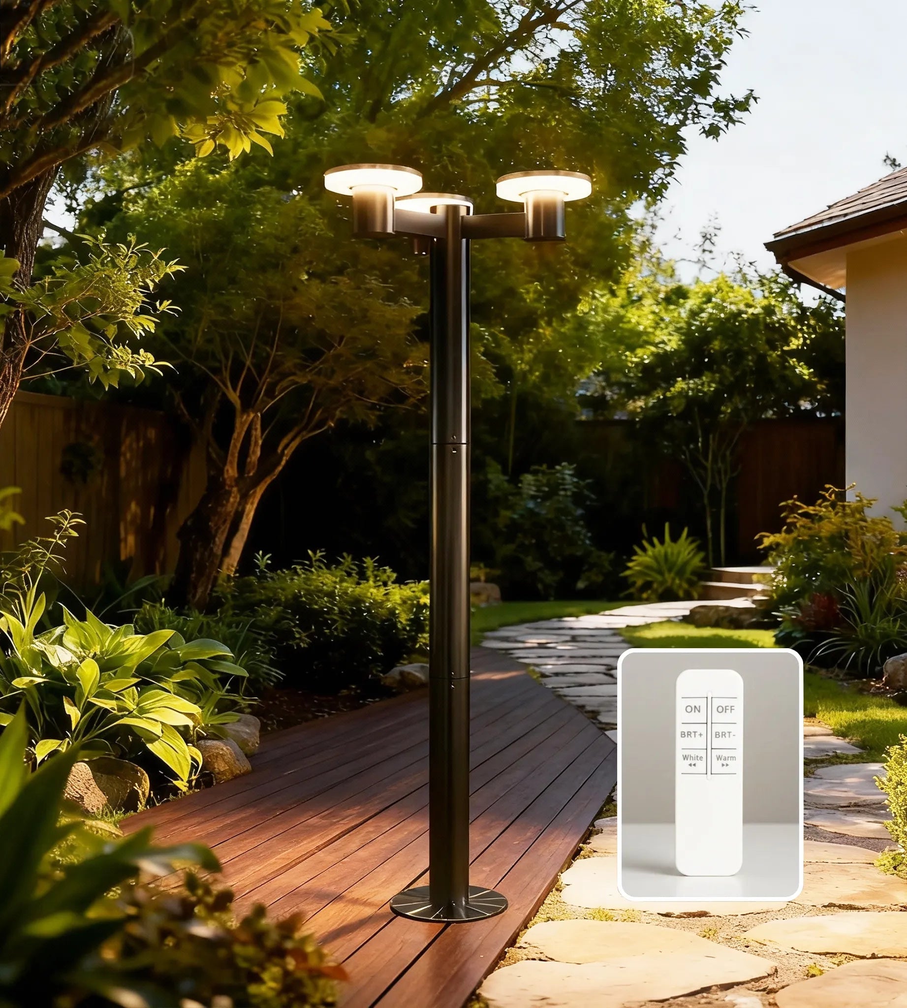 Lampadaire solaire Led ALTO 3000 - Hauteur 2m - Télécommandable - 300 à 3000 lumens - Lumihome