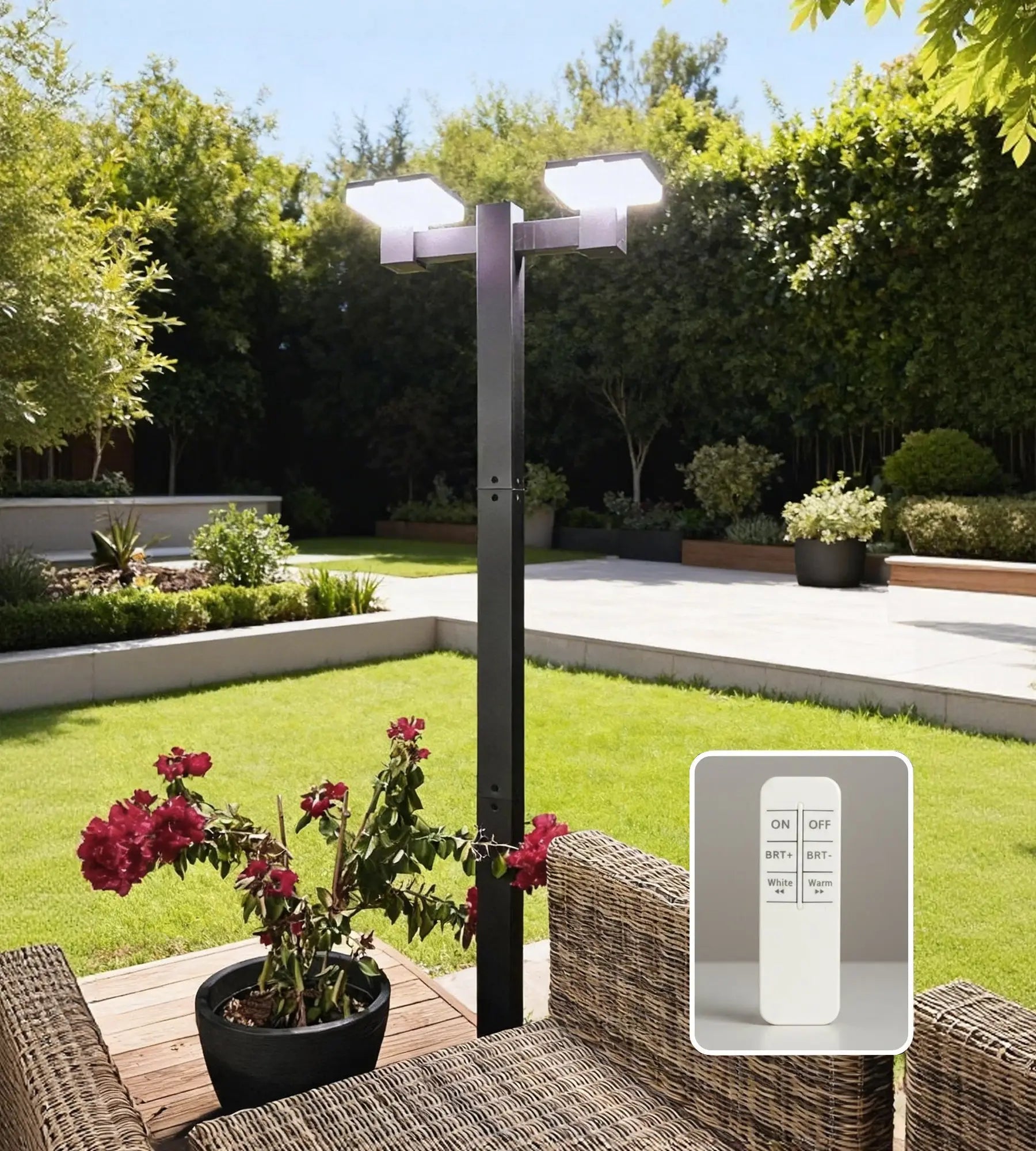 Lampadaire solaire Led SUN–2000 - Hauteur modulable 1.20m ou 2m - 200 à 2000 lumens - Télécommandable - Lumihome