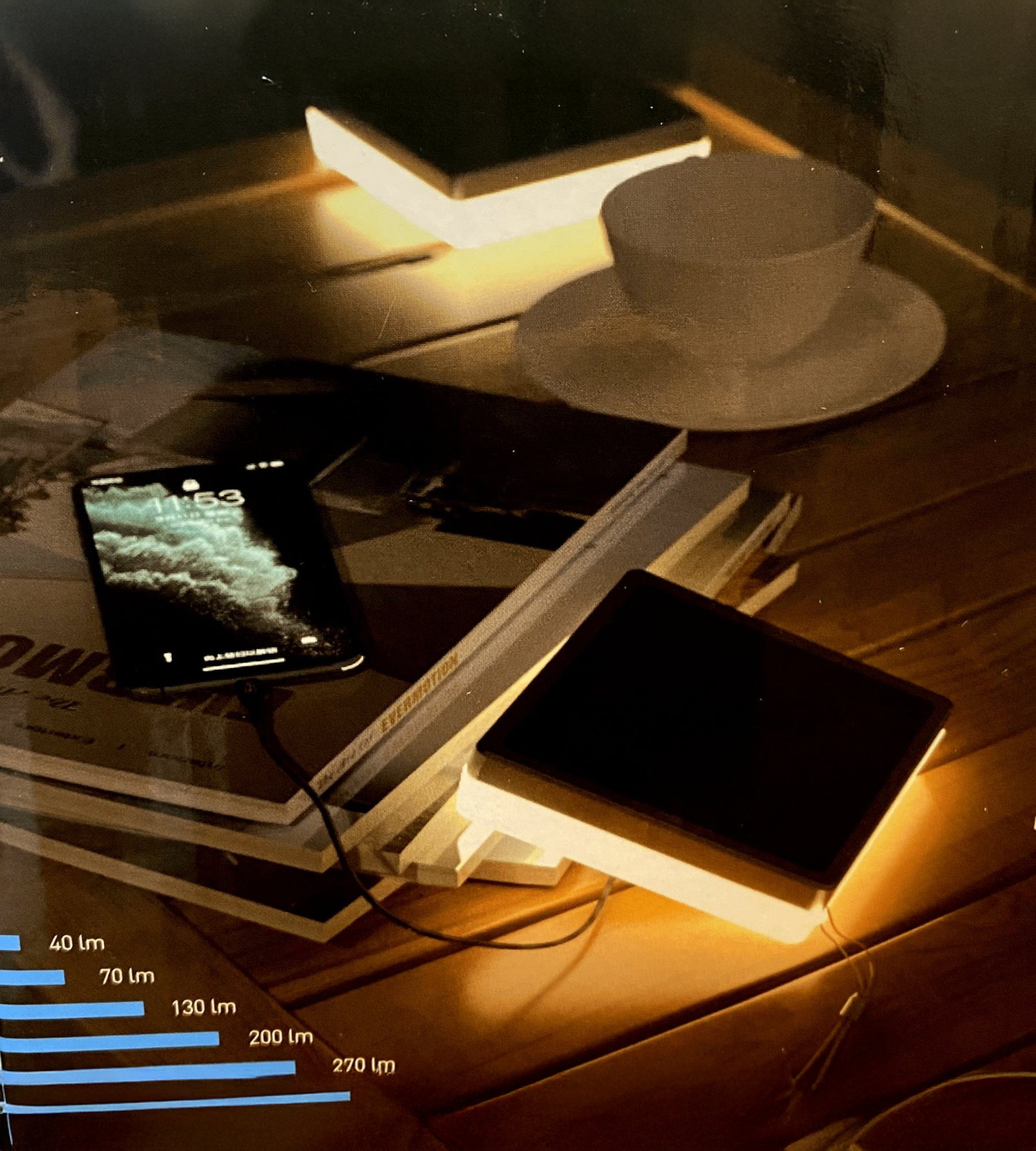 Lampe de table Led solaire NOMADE carré - 5 modes d'éclairages de 40 à 270 lumens - Prise USB - Batterie 1600mAh