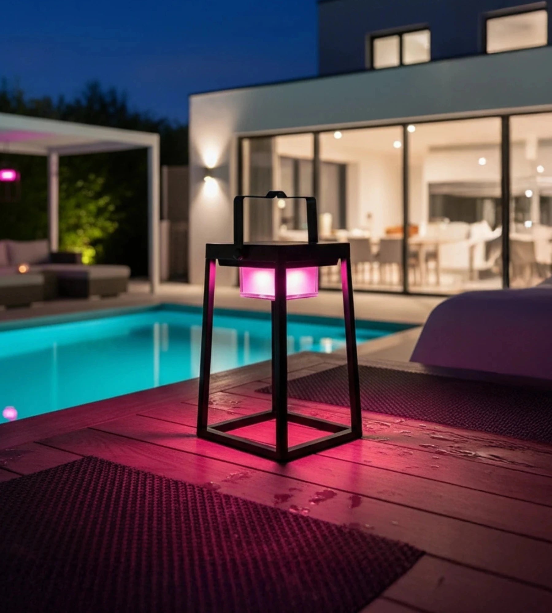 Lanterne Led solaire & Usb connectée EVADE - RGB+CCT - Pilotable avec smartphone - Intérieur & Extérieur - Lumihome