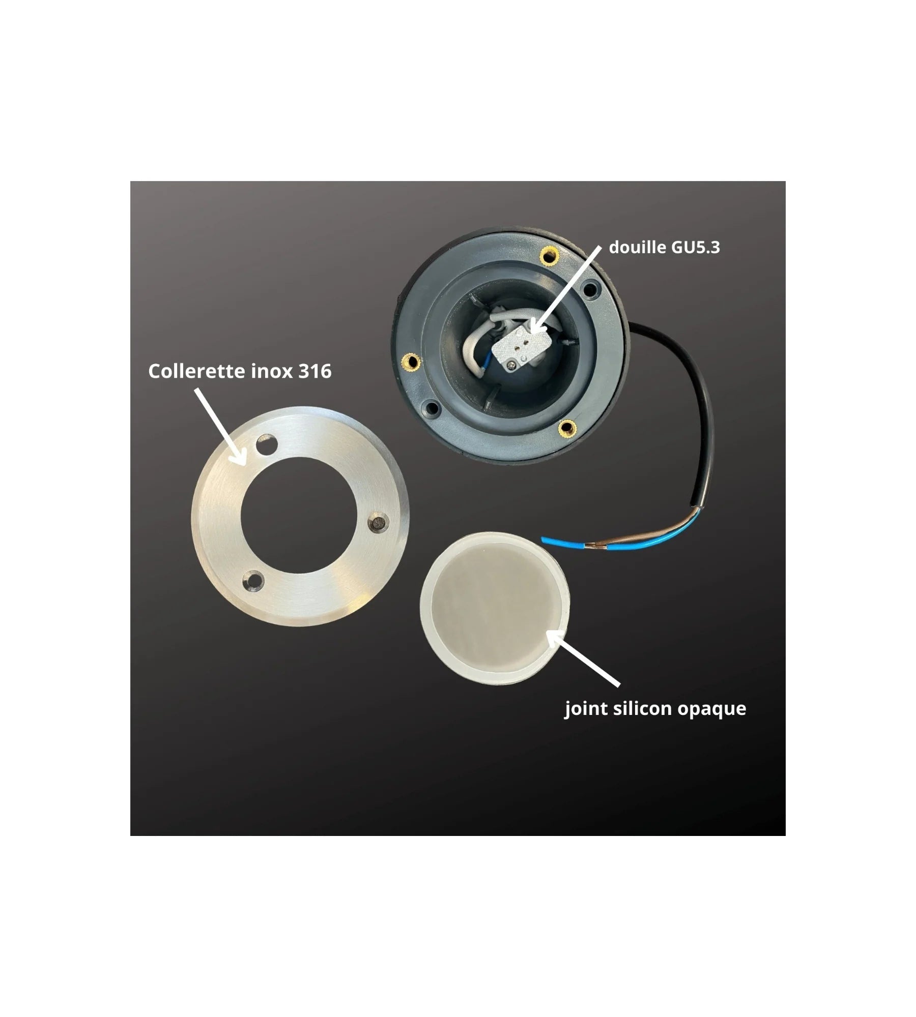 Lot de 6 spots encastrables de sol 12V GU5.3 INOX 316 IP67 - Diam 10 cm - Lumihome