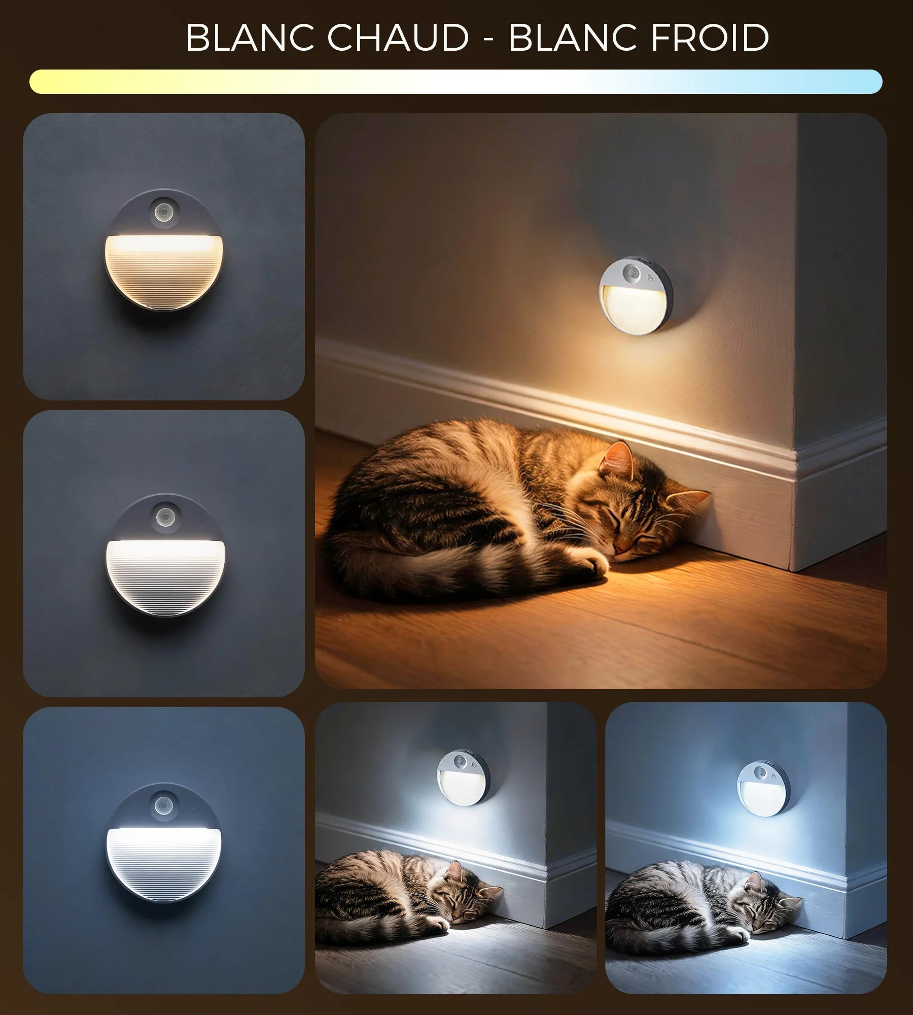 Pack x 2 Veilleuses Intérieures NEO LED à Détection de Mouvement - Lumihome