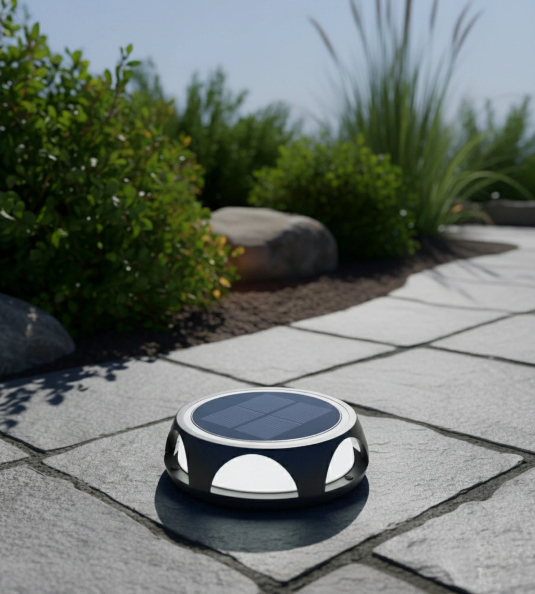 Pavé solaire LED rond - 3 modes de 50 à 200 lumens - Sol ou mural - Lumihome