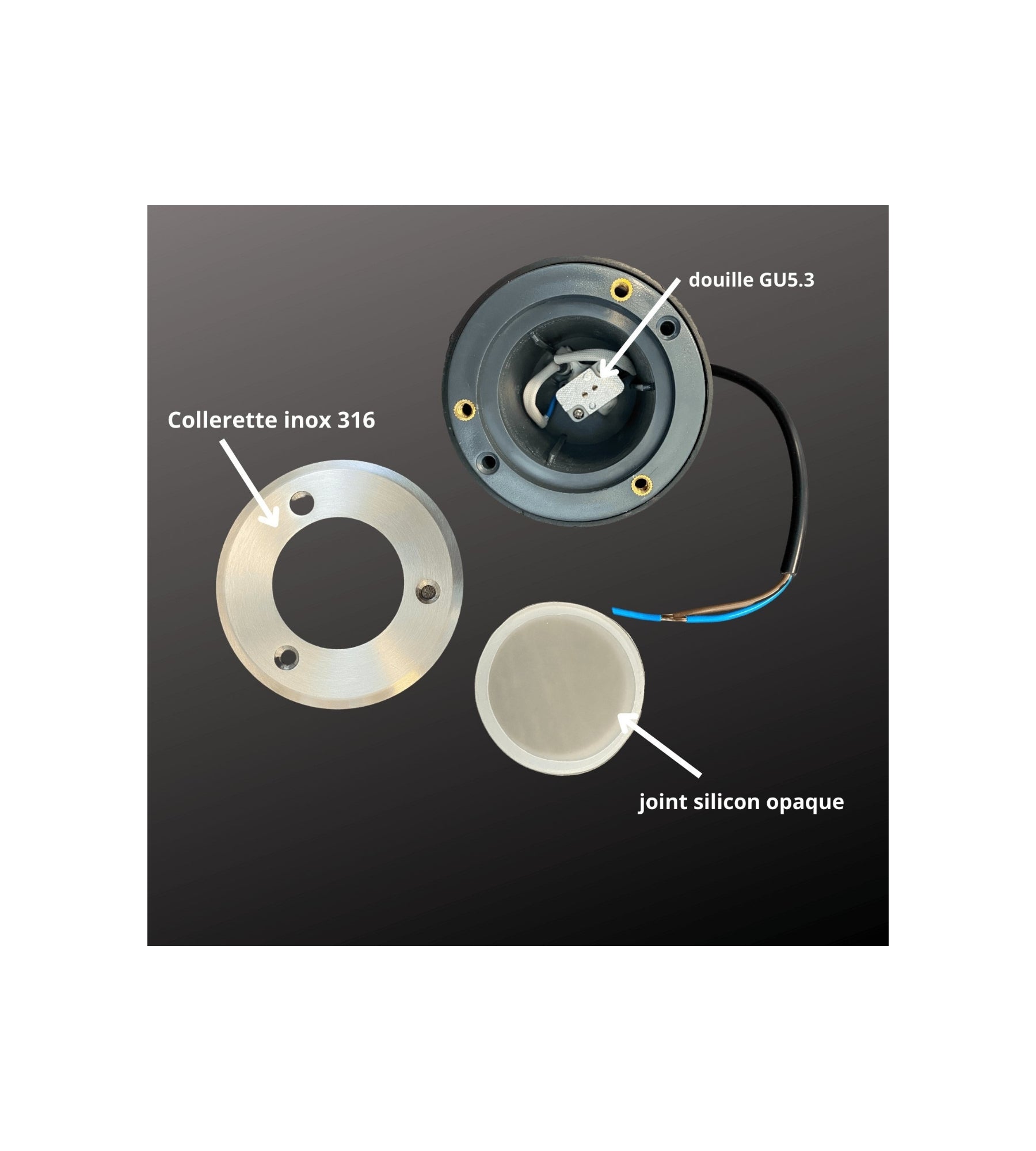 Spot encastrable pour abords de piscine à ampoule interchangeable GU5.3 - 12 Volt - Ø 10 cm