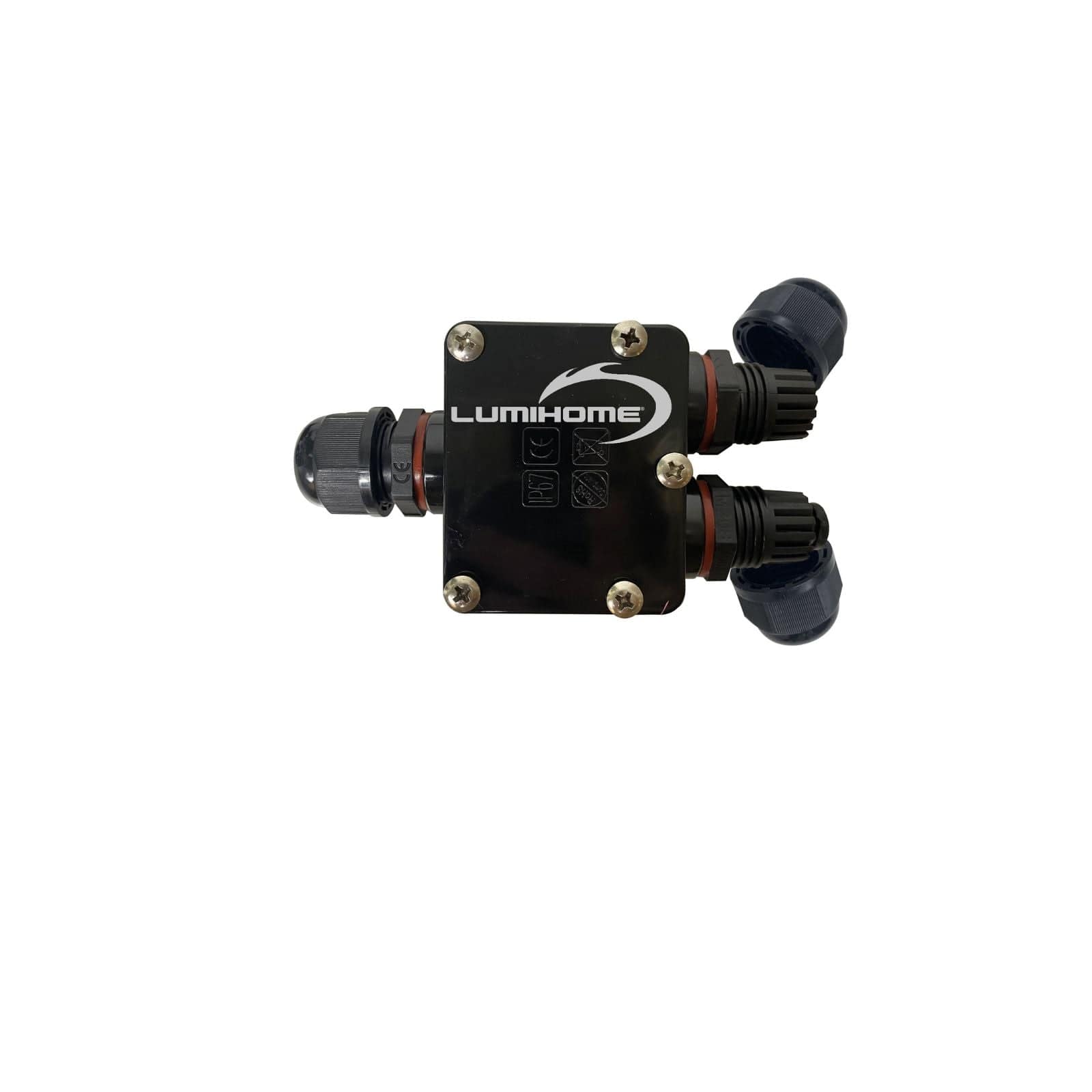 Boite Etanche IP67 WZL4 - Noire - Avec dominos - 3 entrées - presse étoupe - compatible câble souple - Lumihome-France.com