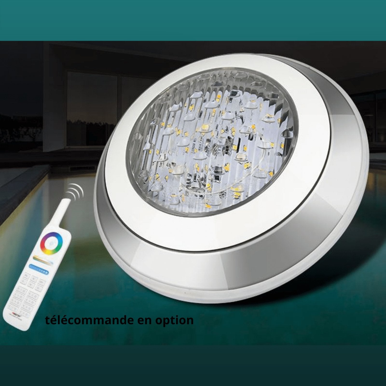 Hublot piscine RGB+CCT - 12~24V AC/DC - 15W Gamme LORA -1100 lumens - IP68 - Lumihome