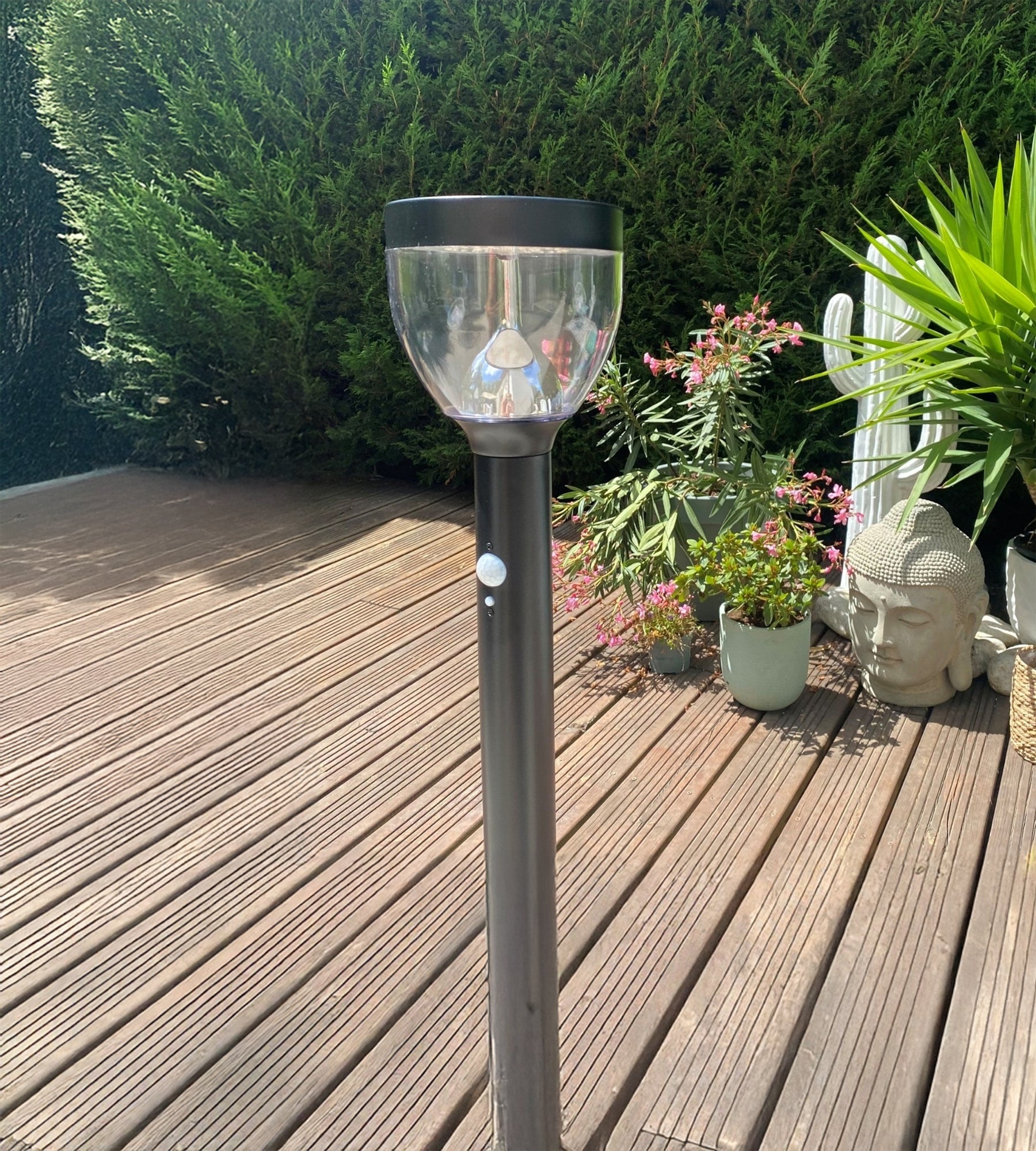LUNA black solar bollard - Motion detector - 3 lighting modes from 75 to 600 lumens
