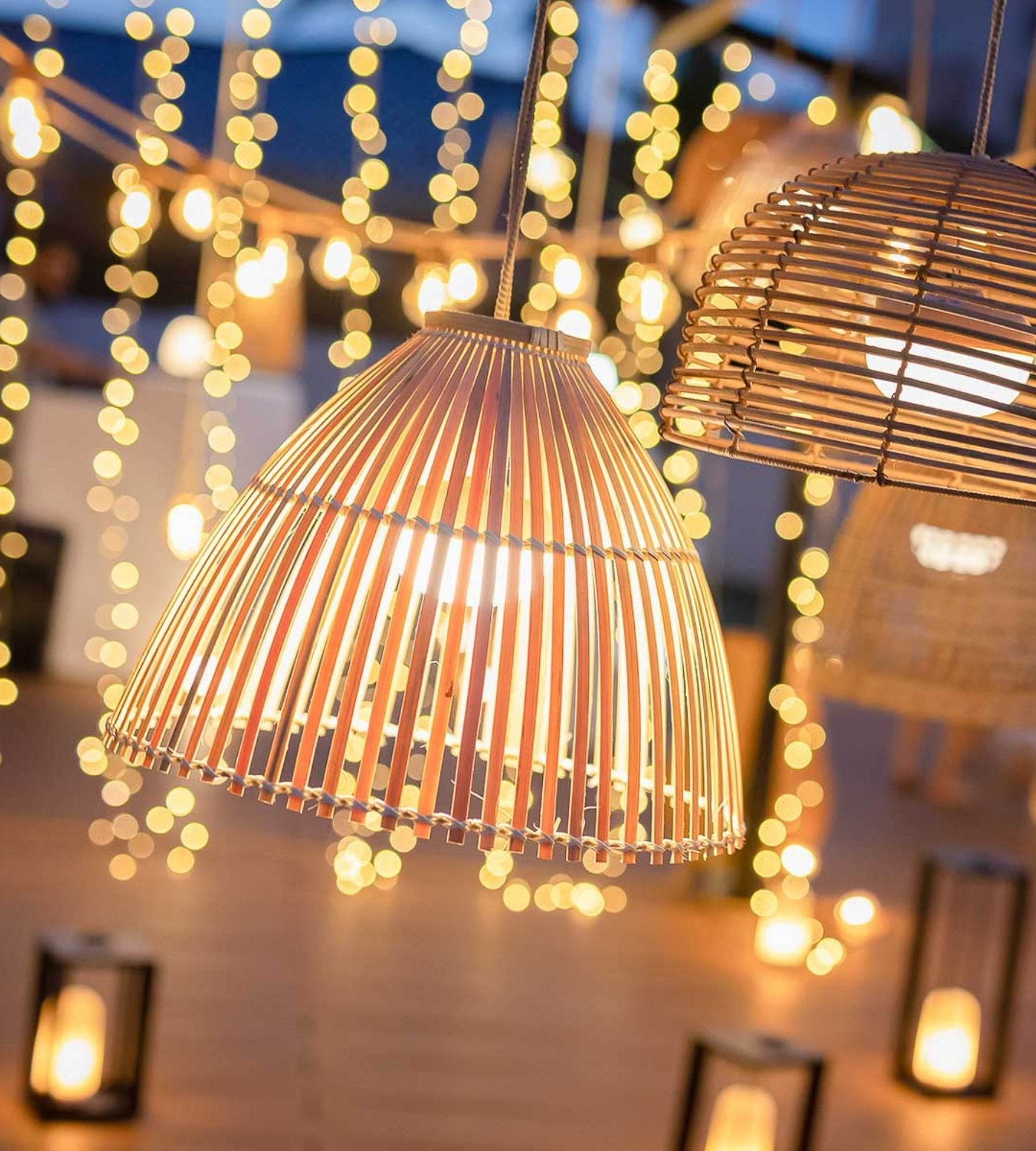 REONA rechargeable wooden pendant lamp - Natural design