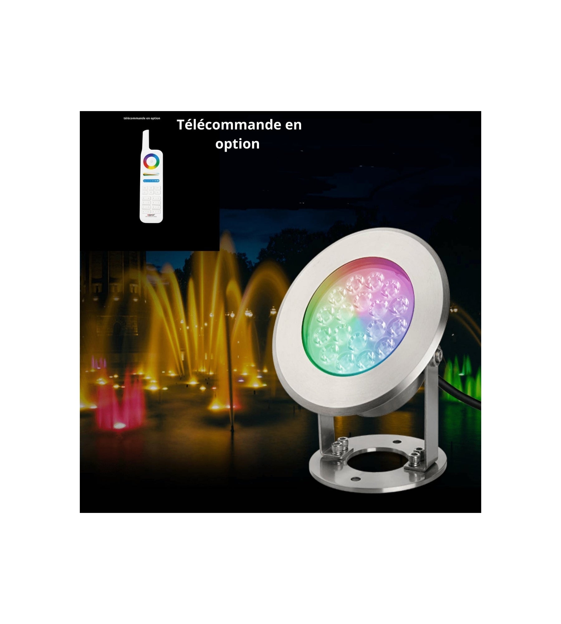 Faretto a LED per fontane RGB+CCT gamma LoRa - 12-24V AC/DC - Telecomandato