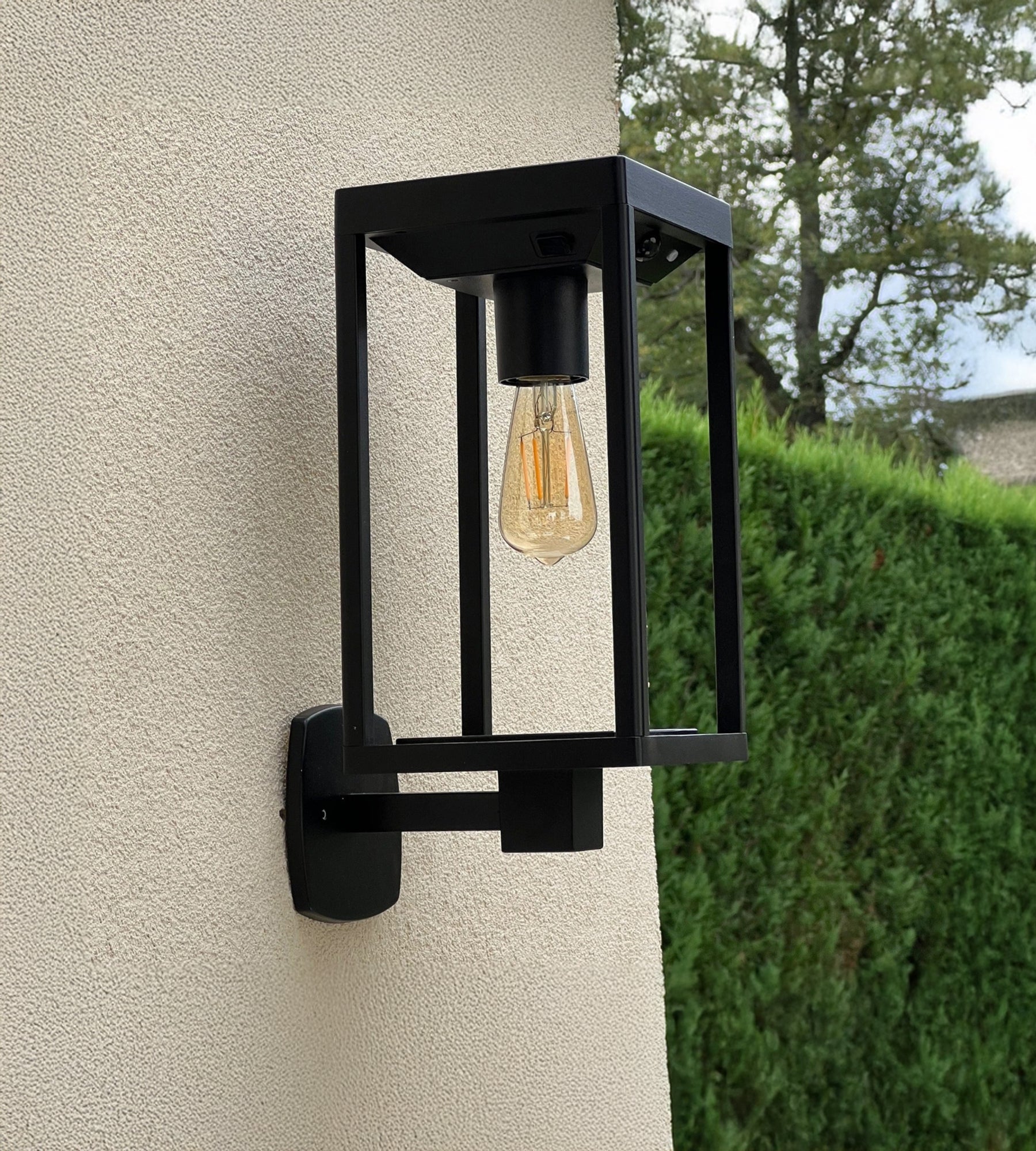 Venkovní solární nástěnná lampa FAIRY, černá, s detektorem - E27 žárovky v ceně — 4