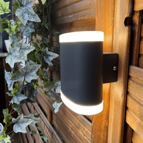 DUO–LIGHT Anthrazitgraue LED-Außenwandleuchte – 230 V – Doppelte Beleuchtung – 1000 Lumen – Lumihome-France.com
