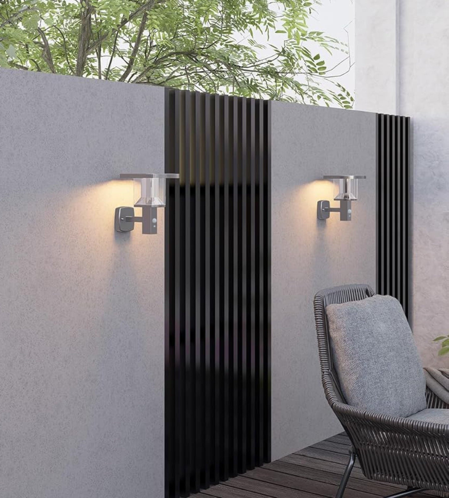 Aplique LED solar para exterior BERLIN, acero inoxidable, con detector — 4