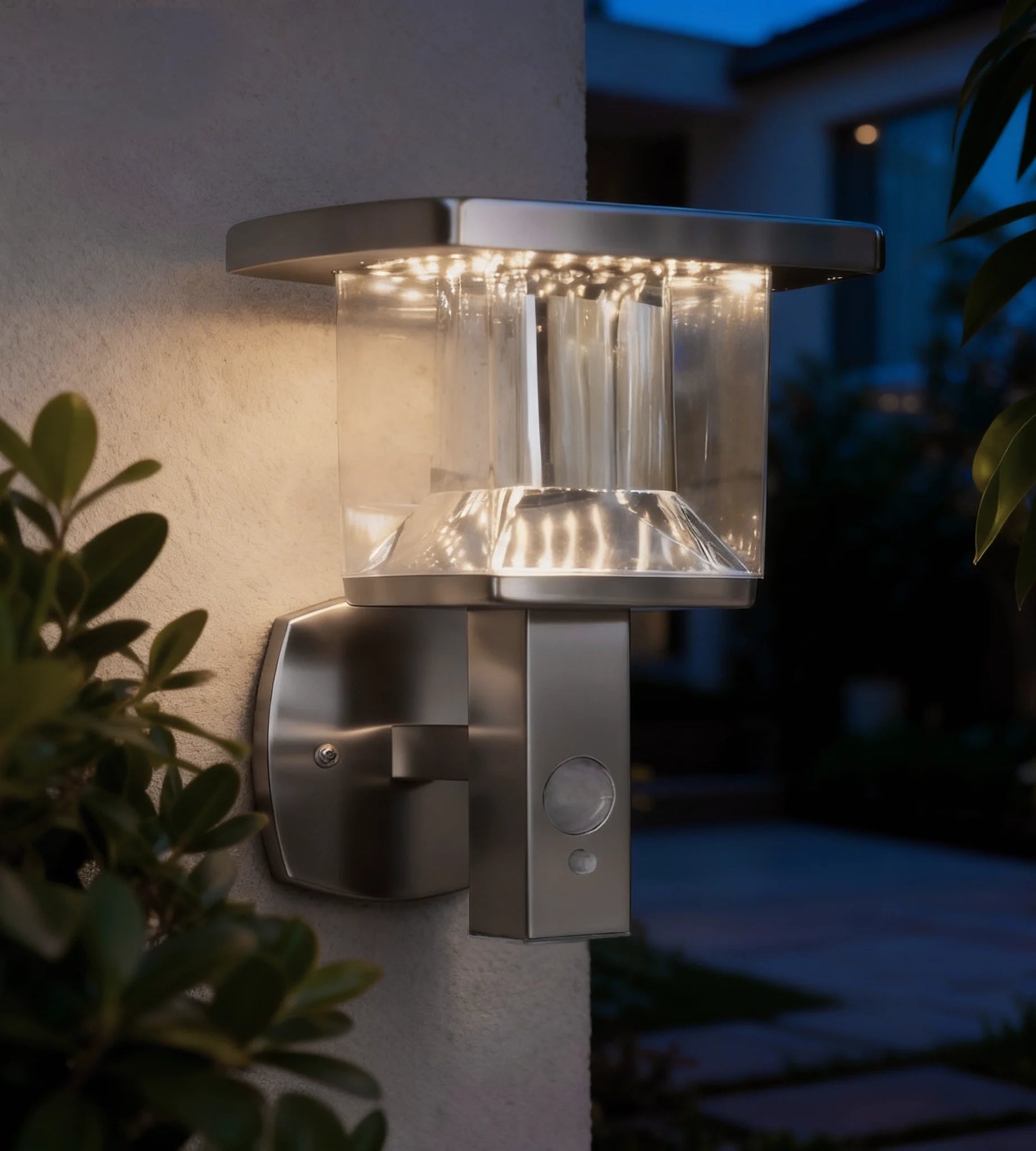 Aplique LED solar para exterior BERLIN, acero inoxidable, con detector — 2