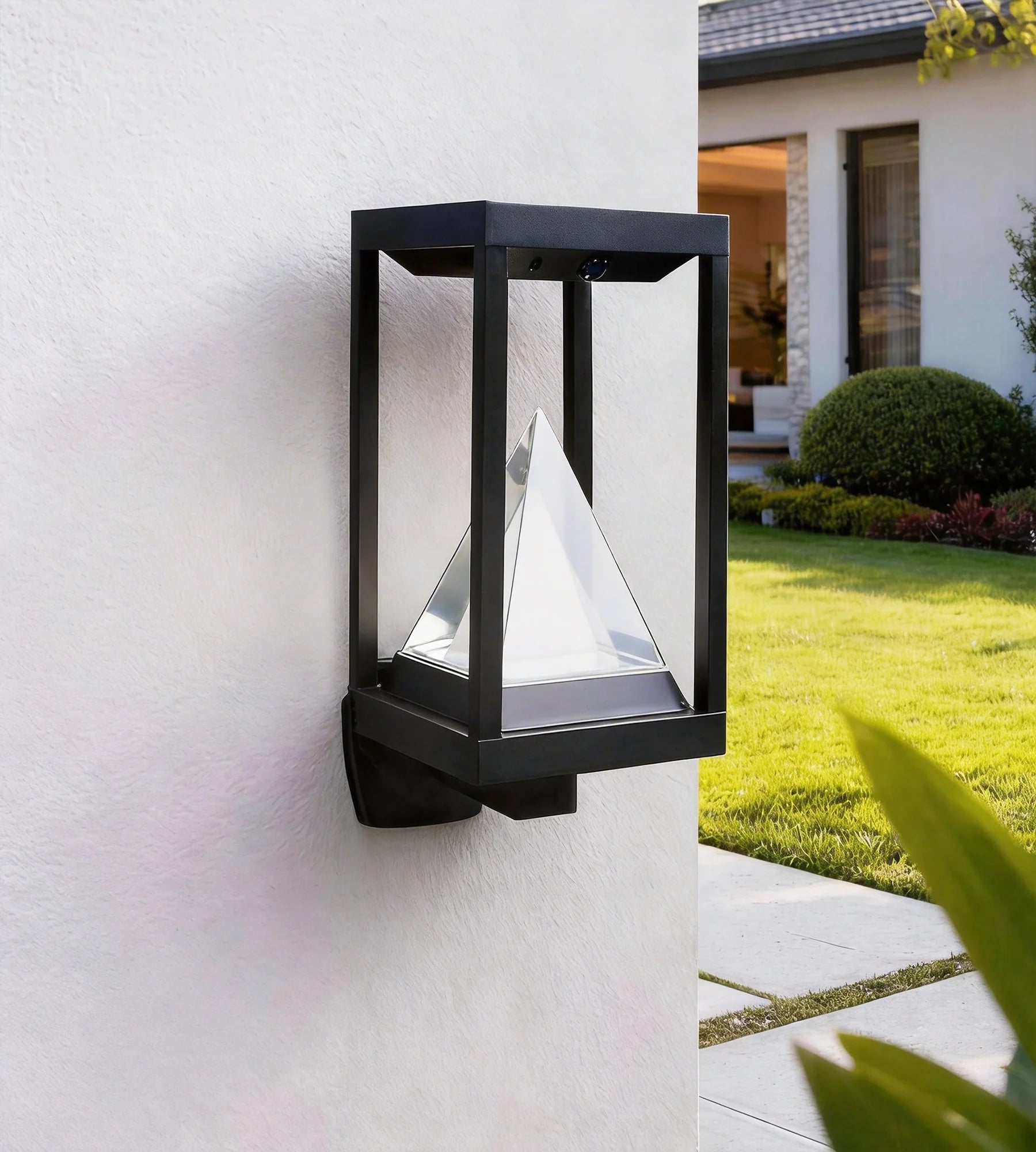 KEOPS aplique solar LED para exterior, negro, con detector - 3 modos de iluminación de 75 a 600 lúmenes