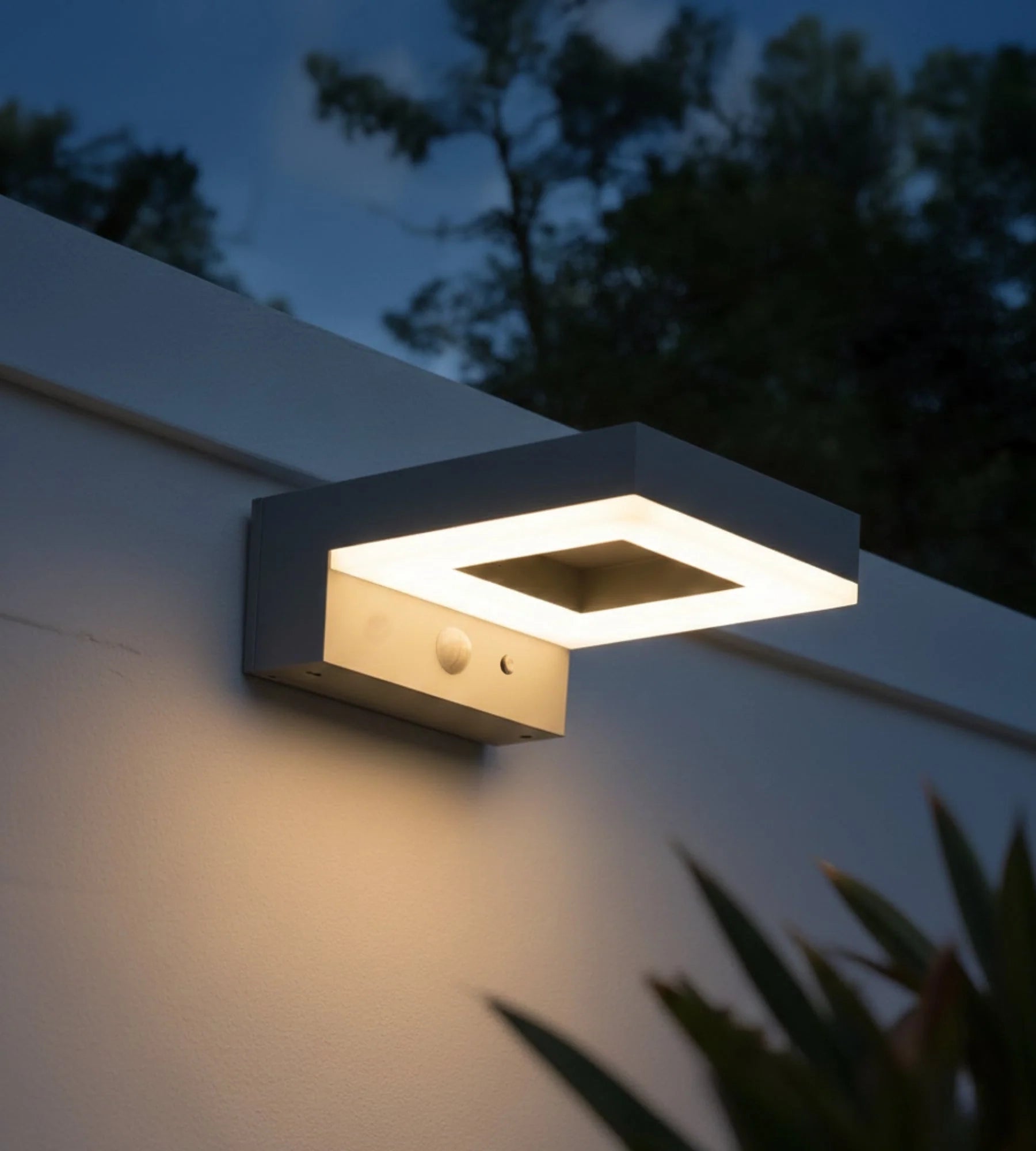 LETINA aplique solar LED para exterior, blanco, con detector — 2