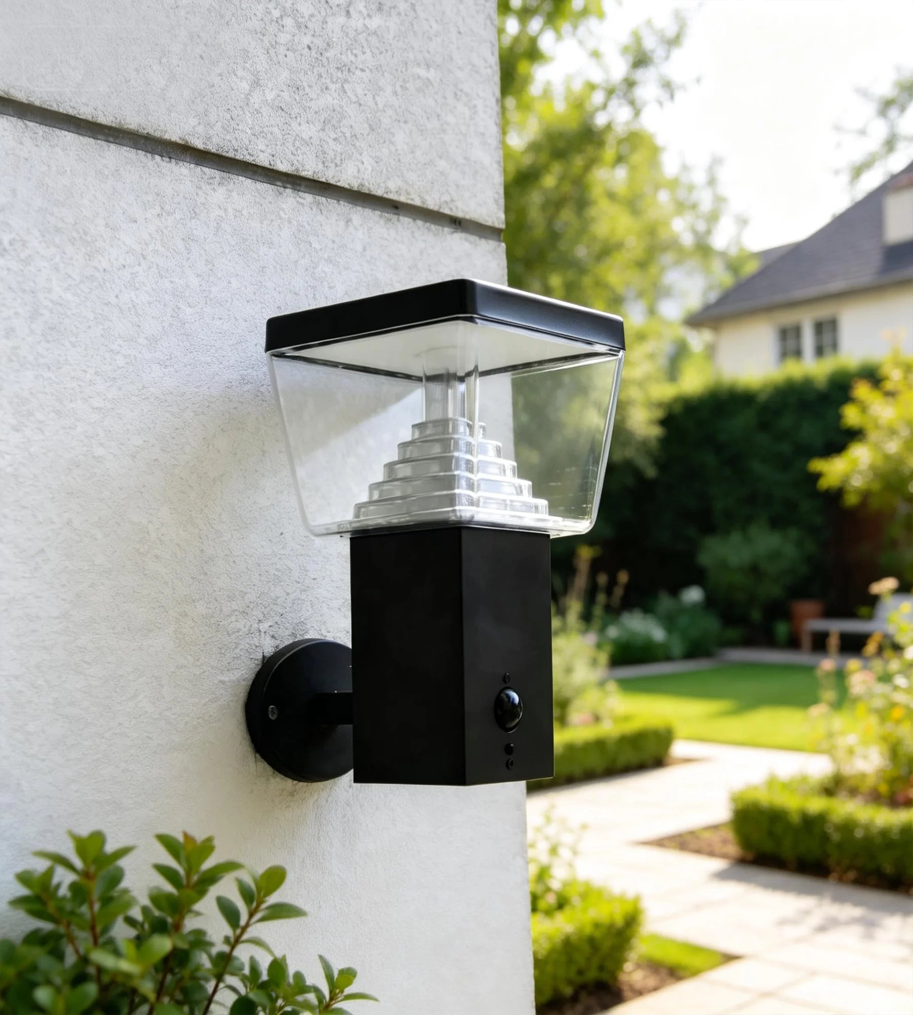 Solar-LED-Wandleuchte LIBERTY mit Bewegungsmelder, Schwarz – 3 Leuchtmodi 100 bis 1000 Lumen